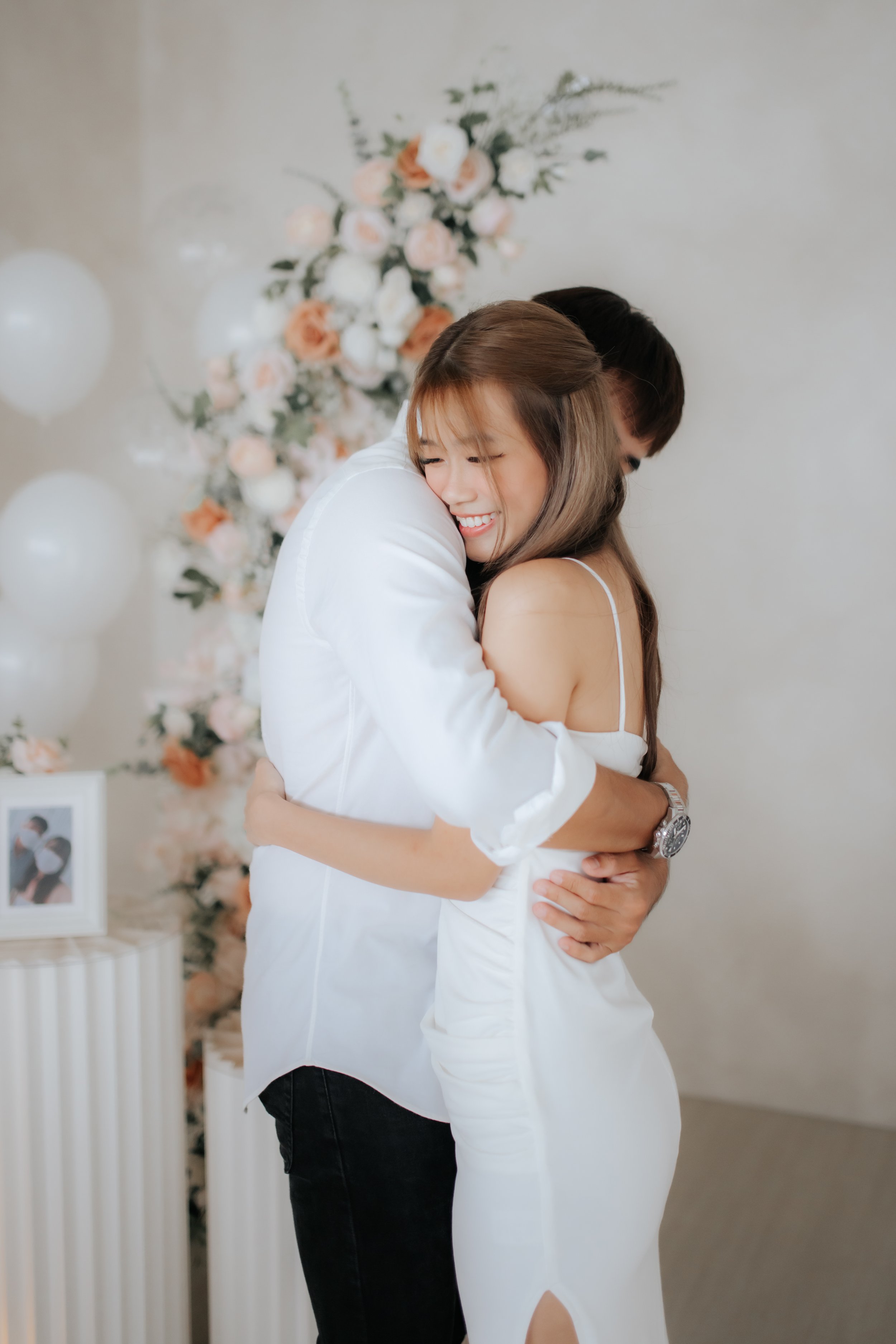 Romantic surprise proposal photoshoot at Headspace Studios, captured by Ash for Breadandbutterworks in a light, airy and heartfelt style.