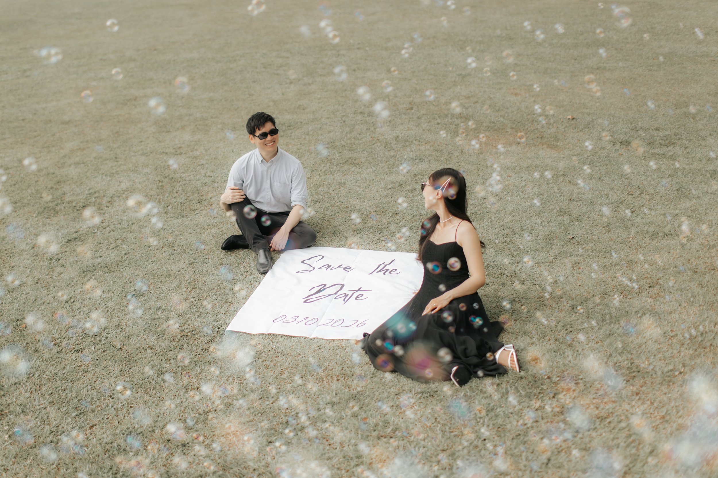 Light and airy pre-wedding photoshoot of a couple at Bandstand and Gallop Extension in Singapore. Captured by Arielle from Breadandbutterworks.