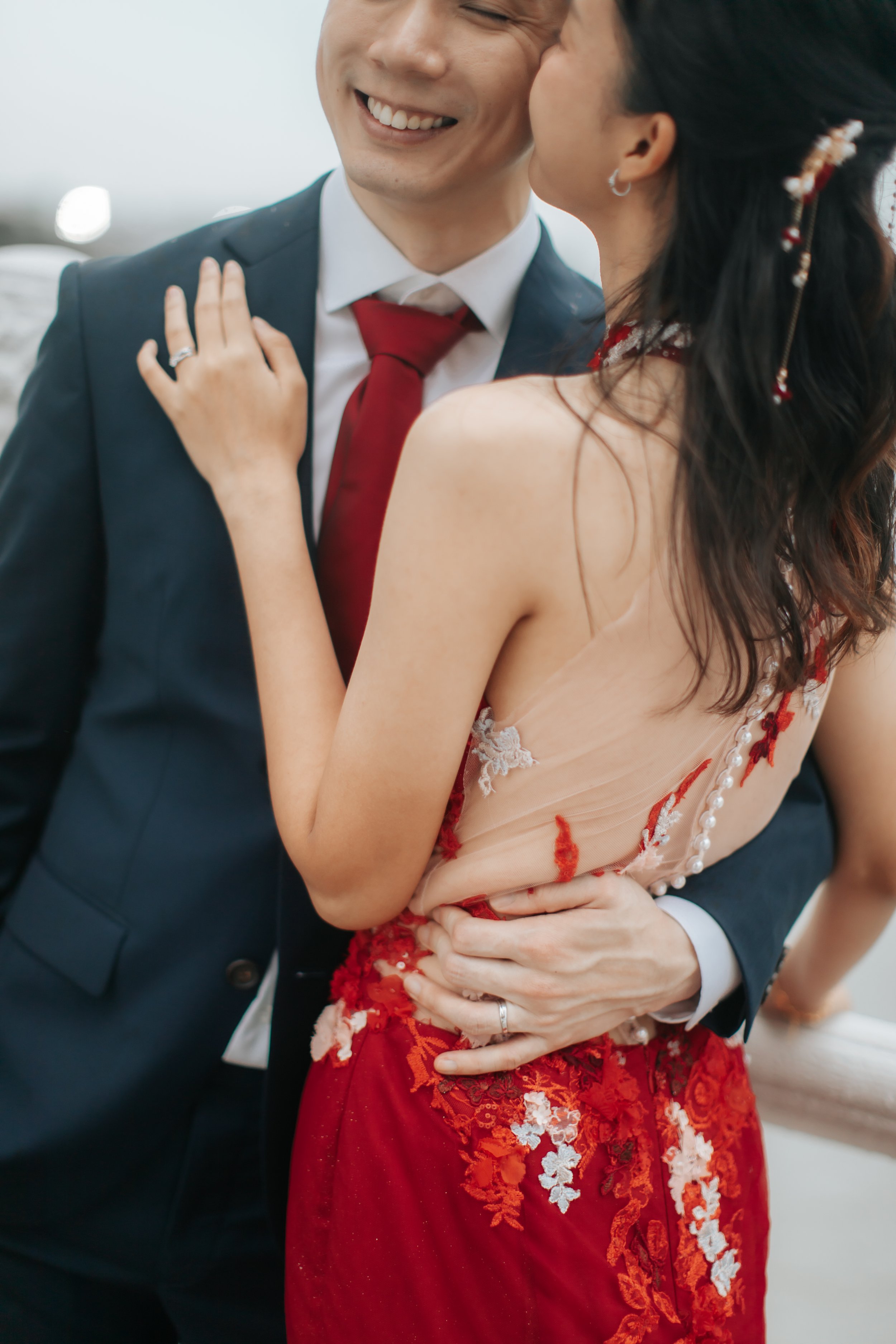 Pre-wedding photoshoot at Chinese Gardens with traditional cheongsam, captured by Breadandbutterworks