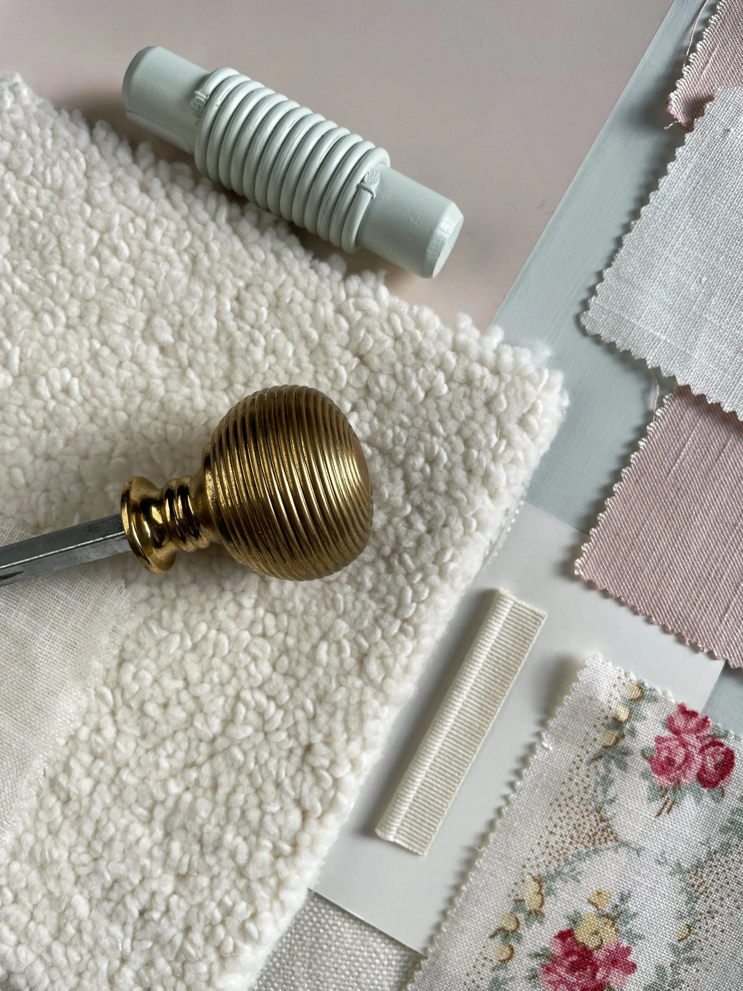 Romantic and soft mood board for main bedroom interior design
