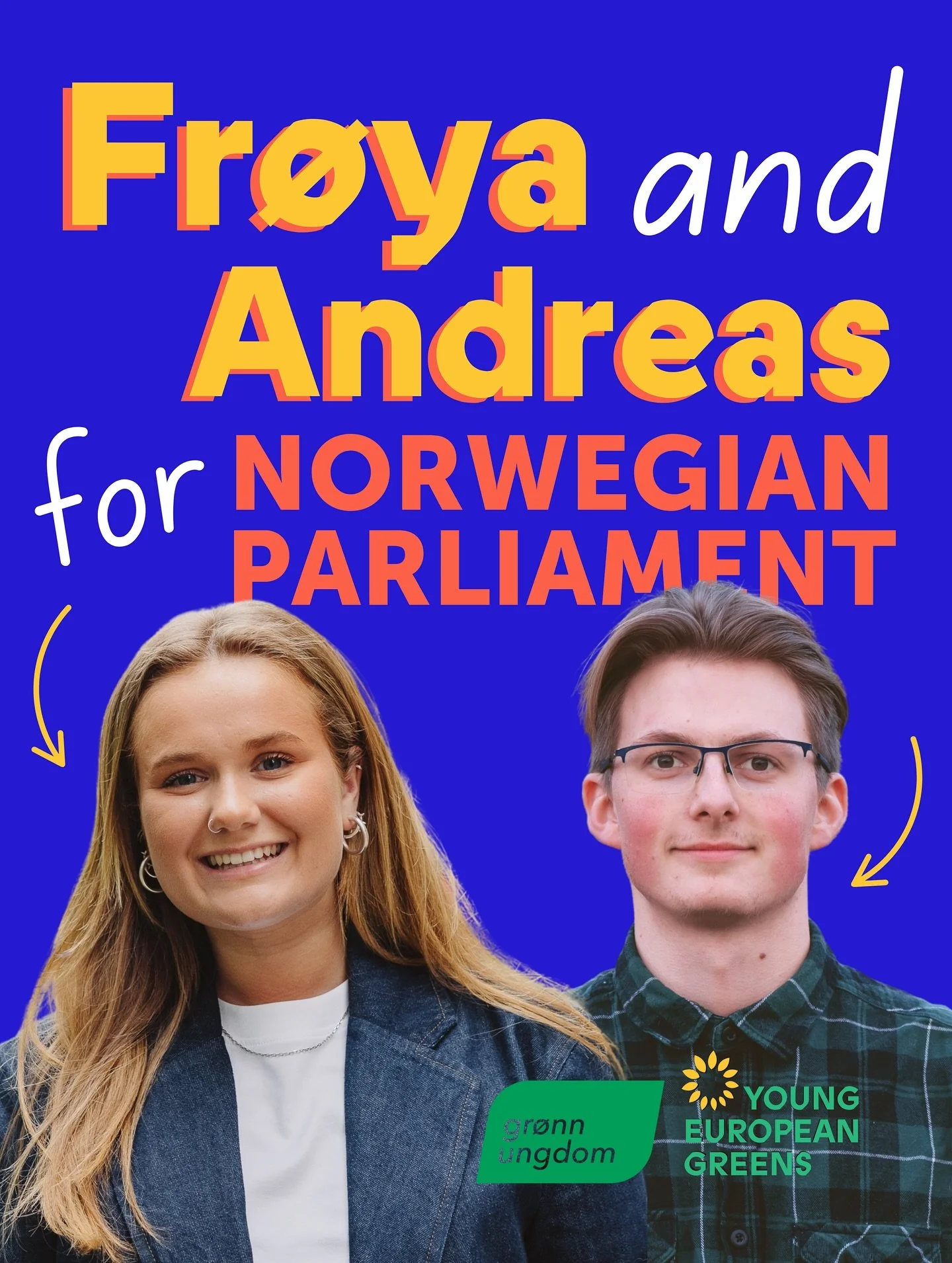 Their names are Frøya and Andreas, you better learn how to say them because they’re Norway’s next young green MPs!
Norway votes on September 8th and both young Green candidates embody the values of solidarity, equality, and climat