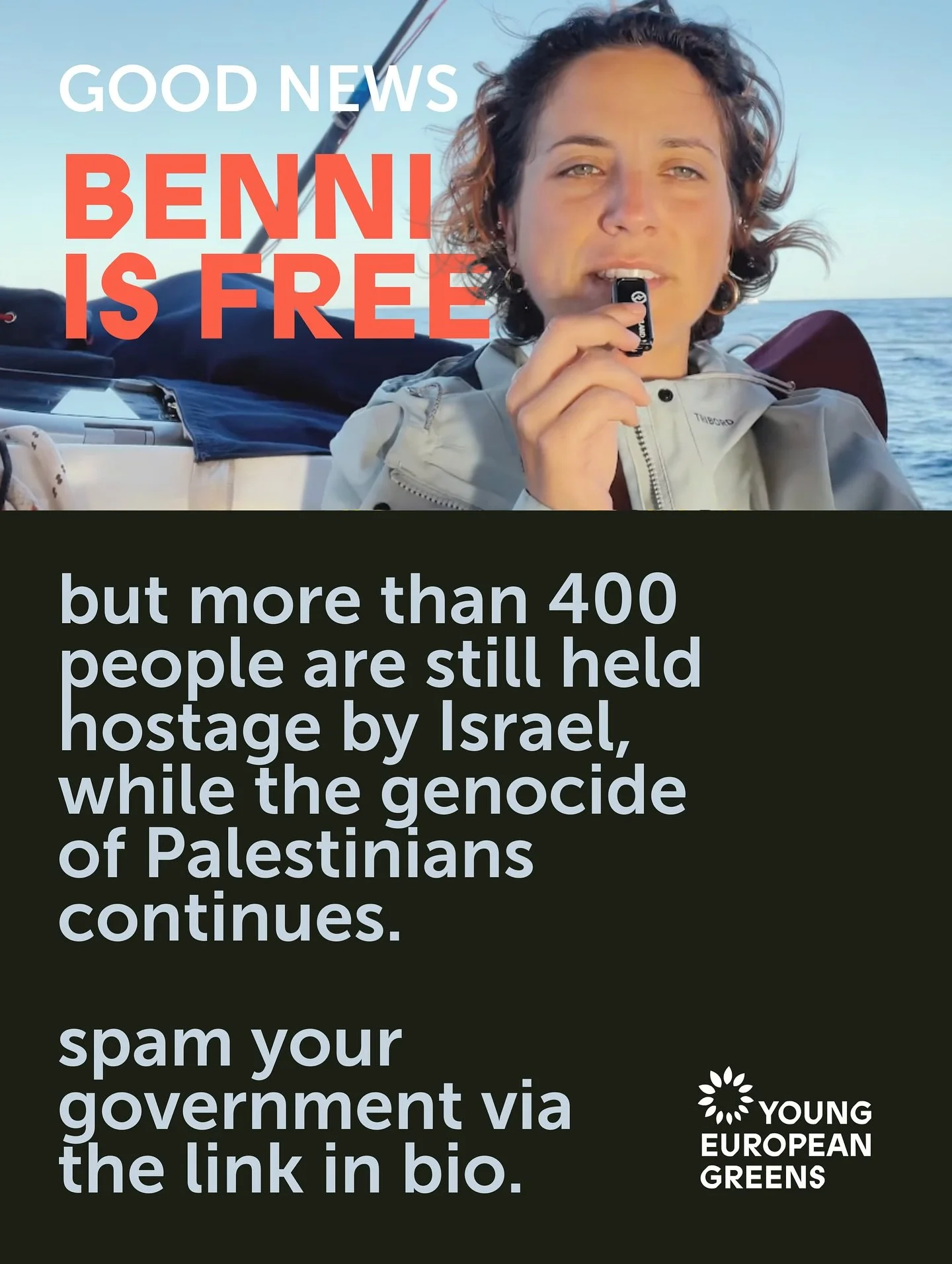 💥BREAKING NEWS: BENNI IS FREE & BACK IN ITALY! ACT WITH US TO FREE THE ENTIRE FLOTILLA💥
✊Thanks to collective global pressure, @benni.scuderi was able to be released, but that is not the case for the remaining over 400 people still held hostag