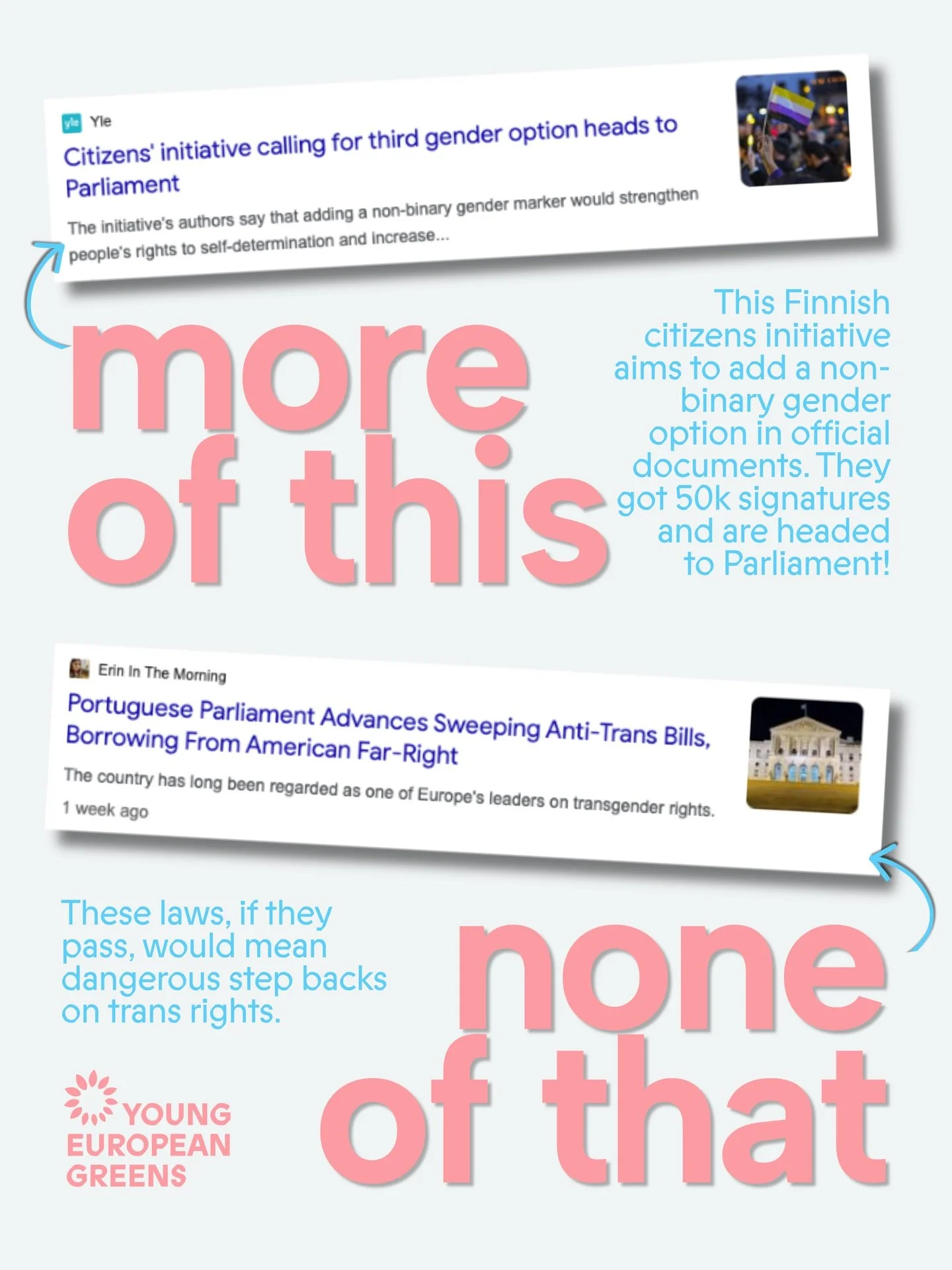 🏳️&zwj;⚧️💗 Transgender Day of Visibility, every day.

Finnish citizens from @olemme_olemassa mobilised and got 50 000 signatures to add a non-binary gender option in official documents. If it passes, people could self-declare their gender and not r