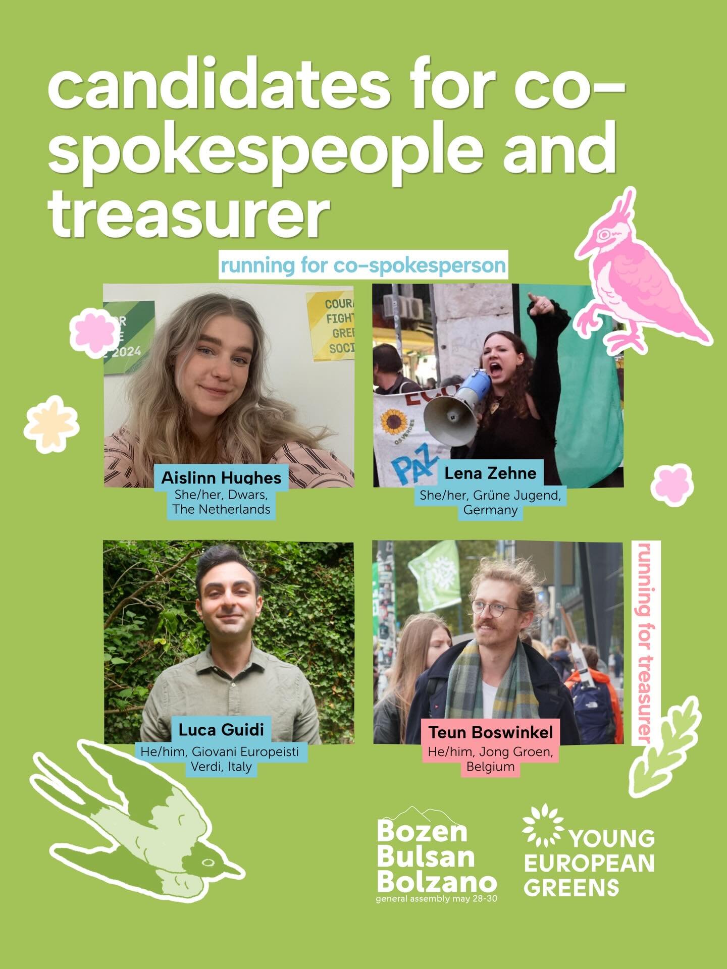 Rise and shine, the wait is finally over: we present our candidates for the upcoming executive committee! 🌸

Curious about their plans for the upcoming year? You can find their full candidacies in the link in our bio!

See you in Bolzano dears 💗
