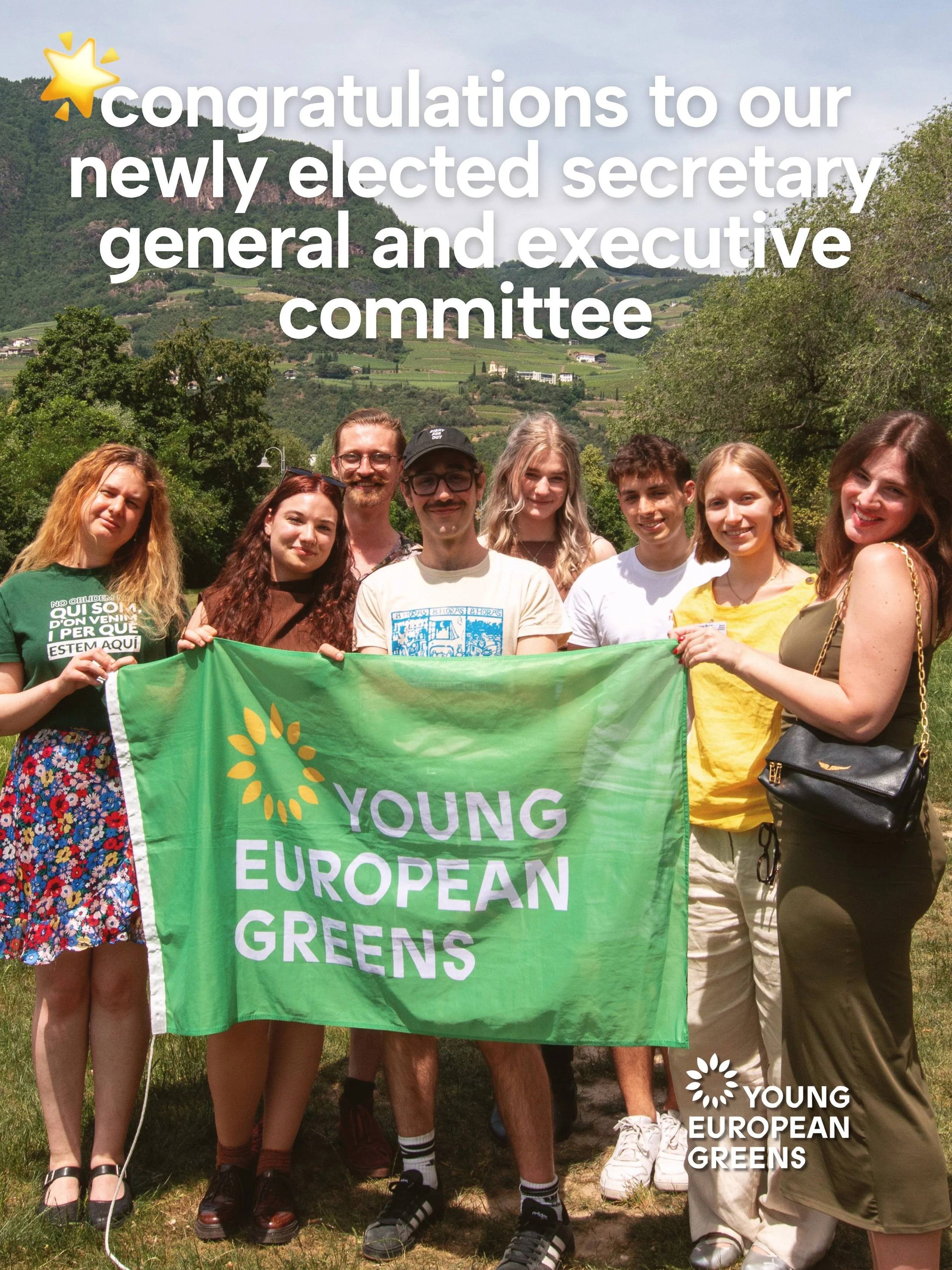 New leadership incoming! 

The General Assembly reelected @cintagsentis from @jovesecosocialistes as our Secretary General for the next 3 years 🌟

Here is our Executive Committee for the 2026-2027 mandate: 

@aislinn.ech from @dwars and @lenazehne f