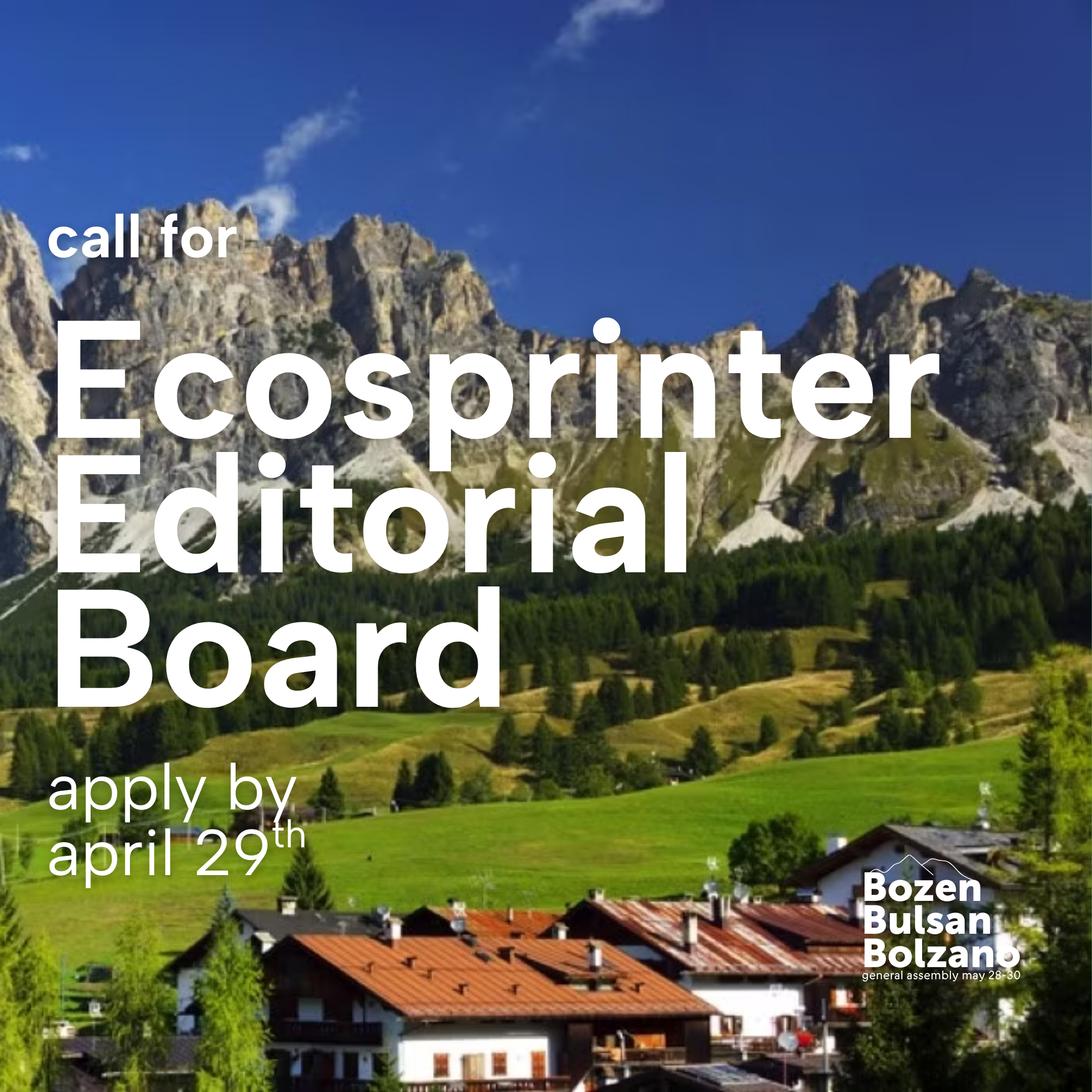 call for ecosprinter editorial board