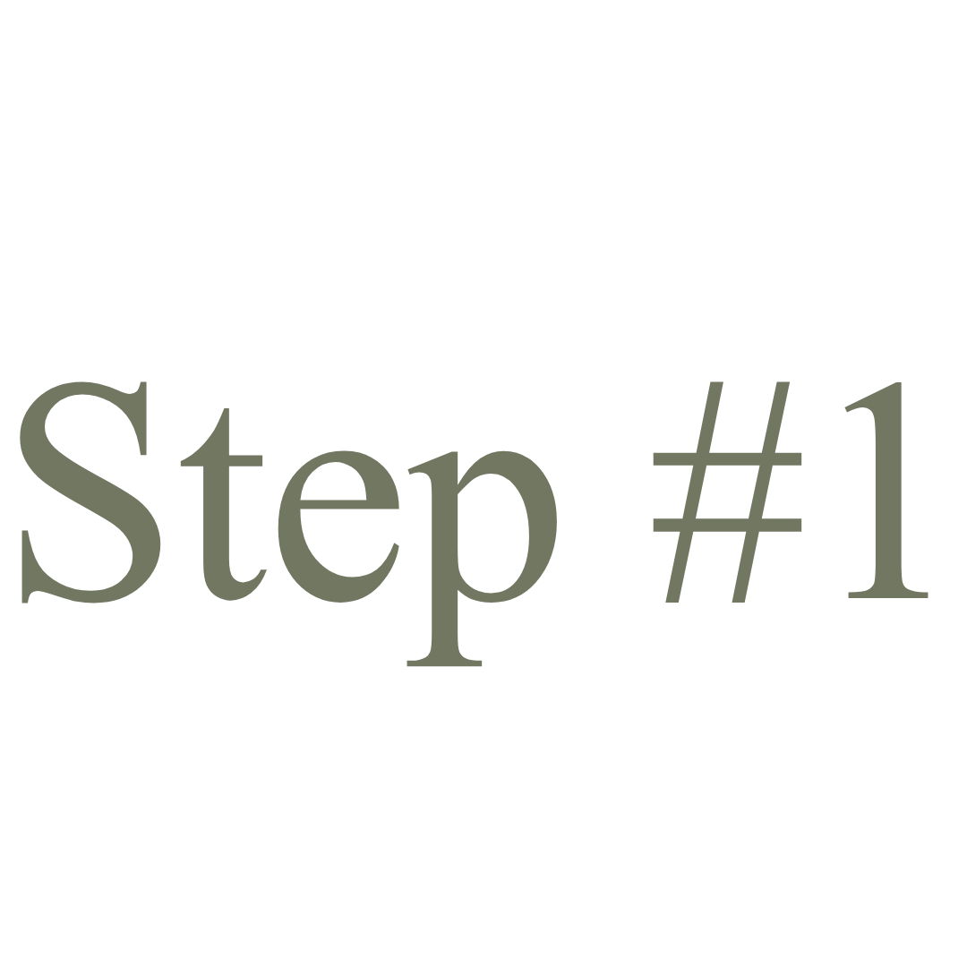 The image shows the text 'Step #1' in large font with a black background.