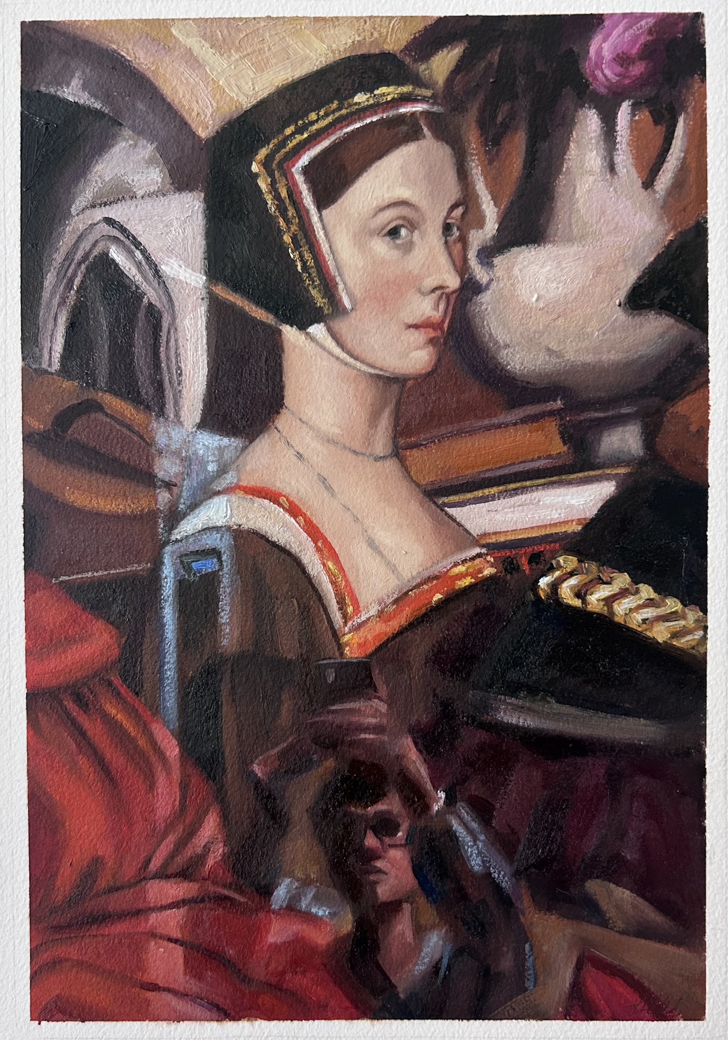 Reflected in Holbein, Oil on paper, A4