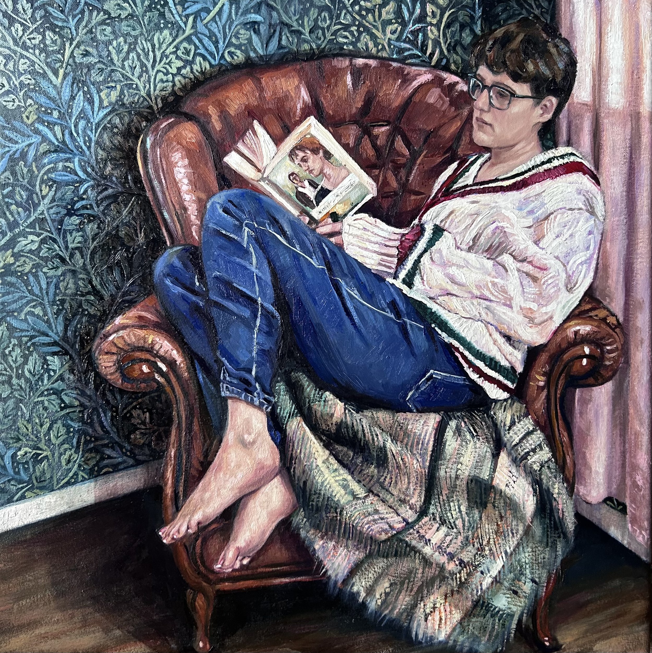I should infinitely prefer a book, (Jane Austen) Oil on Canvas, 2024