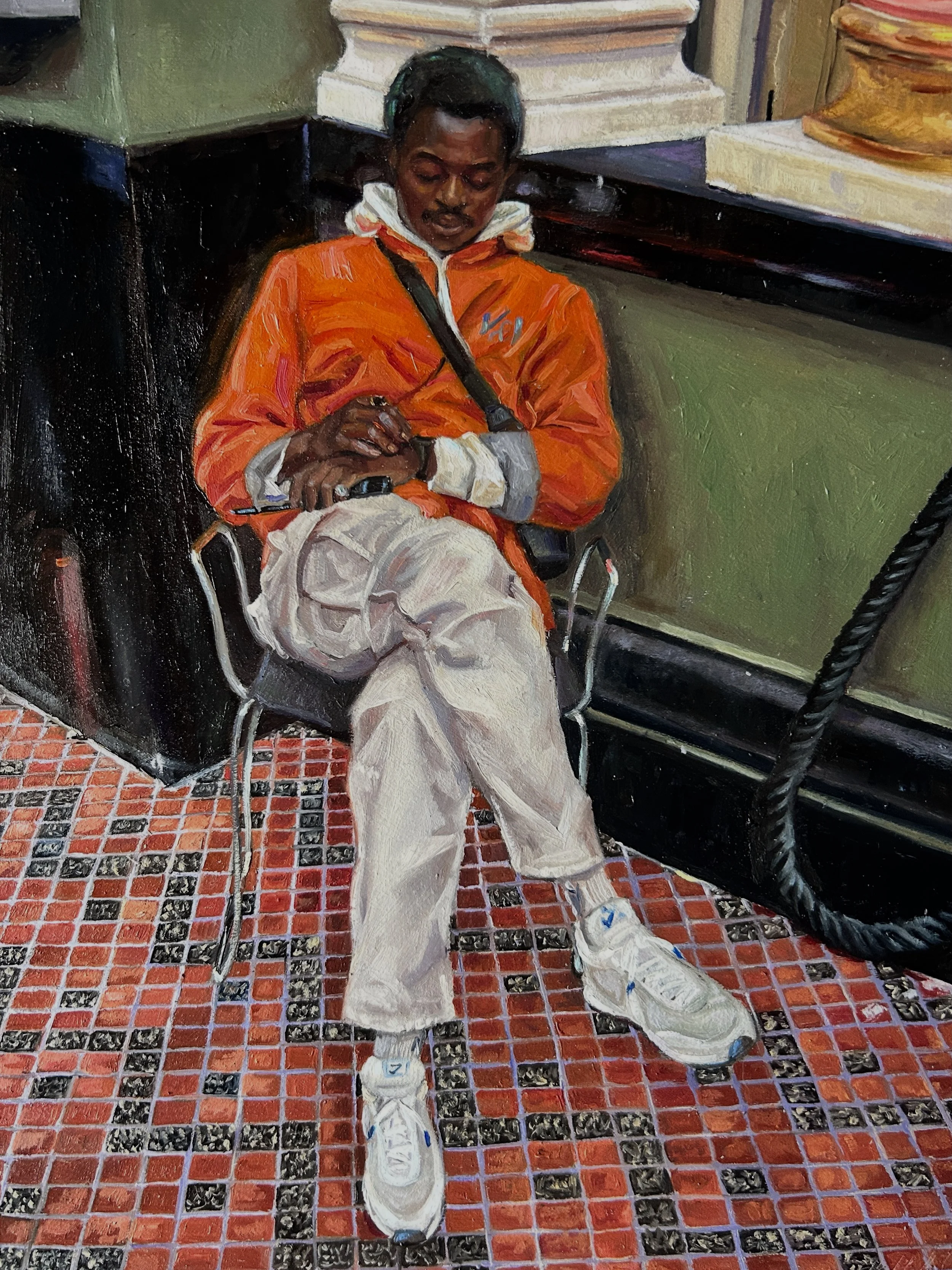 In between the sculptures- oil on panel