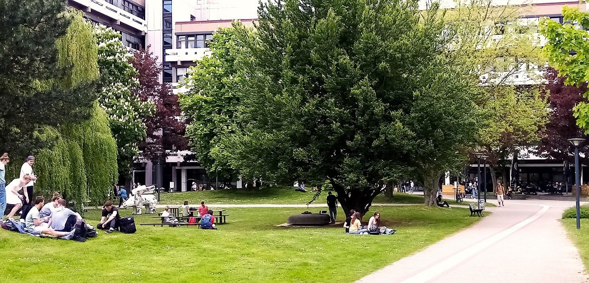 “Platz der Köpfe” auf dem Mainzer Lerchenberg - der Eingang ins Sendezentrum des ZDF