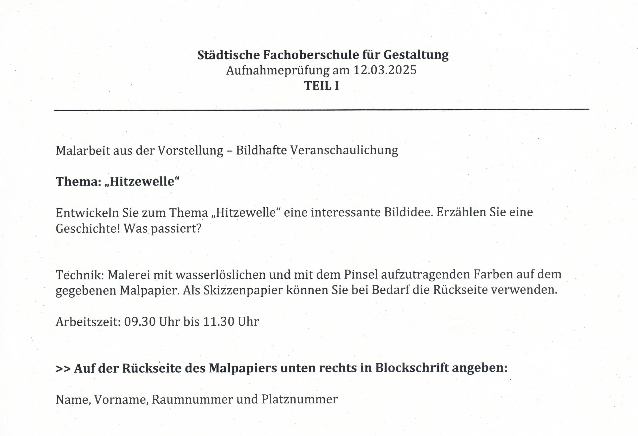 “Hitzewelle” - das Thema für eine Malerei aus der Vorstellung: Es geht in der Aufnahmeprüfung an der FOS Gestaltung darum, ein abstraktes Thema in vielen bunten Farbtönen zu visualisieren
