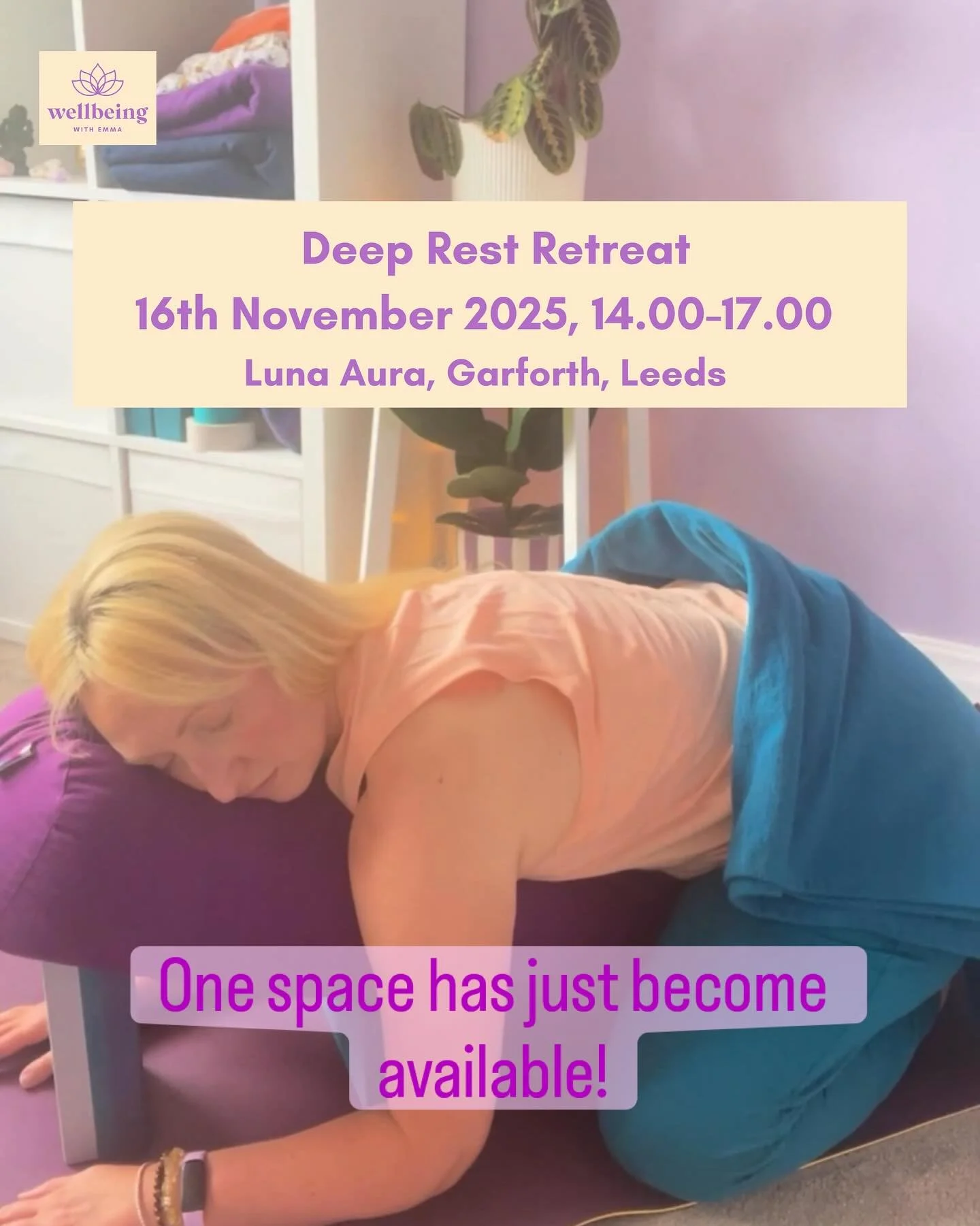 Are you free on Sunday?

Do you need some rest?

One space has just become available for my Deep Rest Retreat.

DM me if you would like it! 

&pound;40
Xx