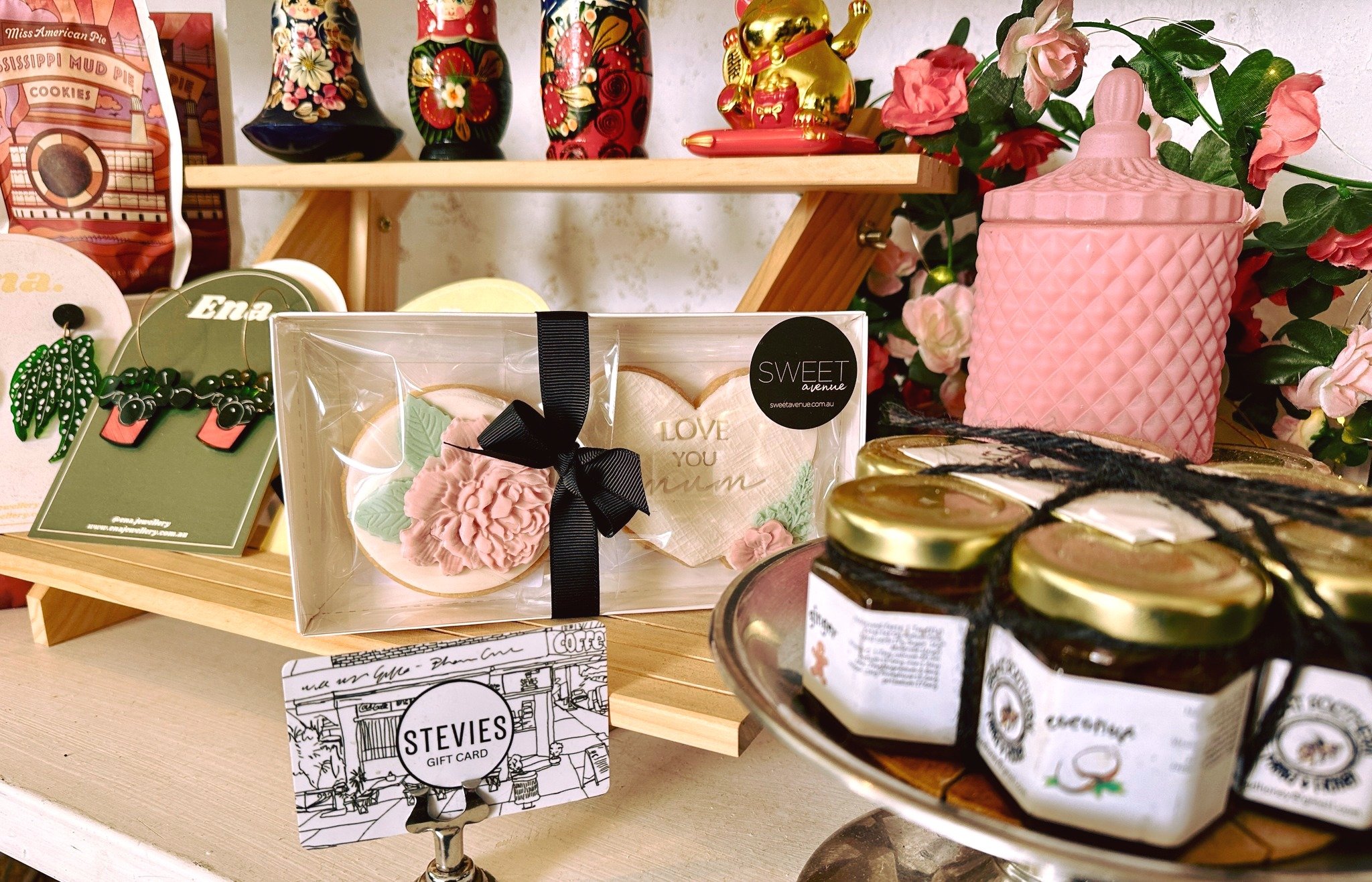 Love your mum! Mother's Day Specials at Stevie's- 
We've got amazing products, gifts and produce for make-your-own hampers for Mum, as well as our Stevie's Gift Cards. We also have a mouth watering pre-order menu- 
Jam &amp; Croissant Box
Family Brea