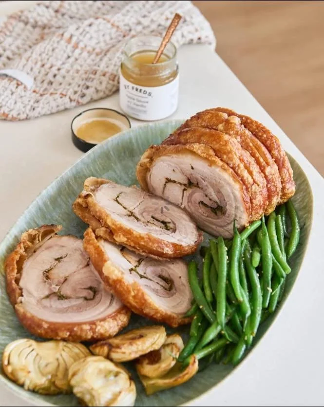 Porchetta with Fennel and Herbs thanks to farmgatetoplate

Our mouth watering porchetta comes pre-seasoned and ready for your oven. 

Recipe available online now 

Orders close 14th December