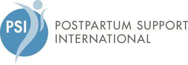 Postpartum Support International logo with blue circle and text