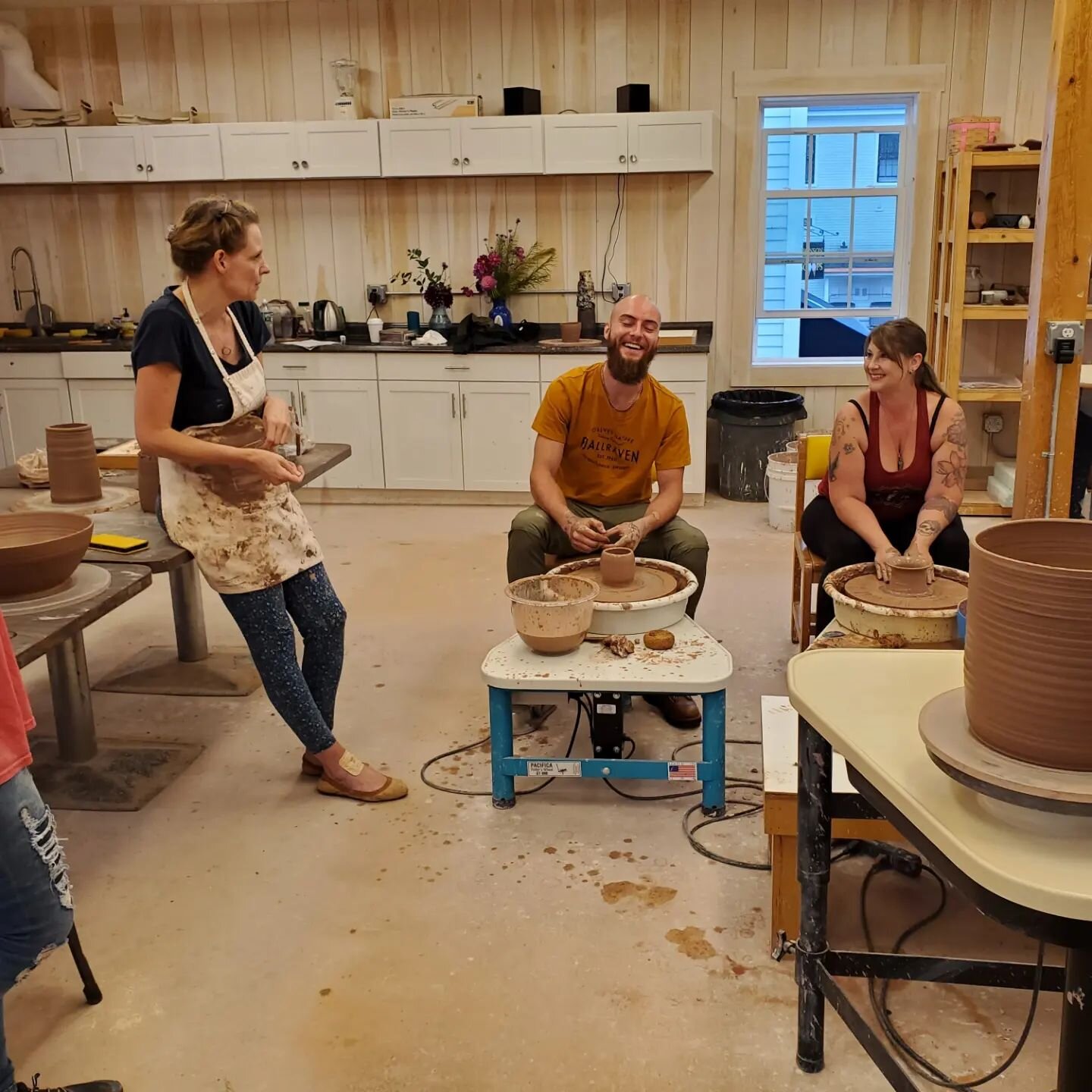 Wheel throwing with Jemma Gascoine going spinningly! @monson_pottery #mainecraftsweekend @maine_crafts_association