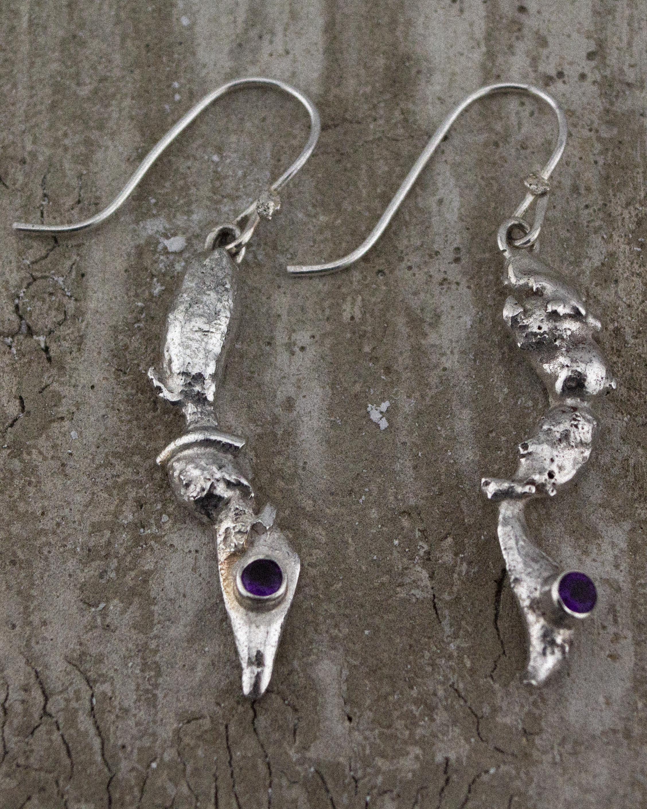 Silver Lava Earrings by Sputnik Jewellery