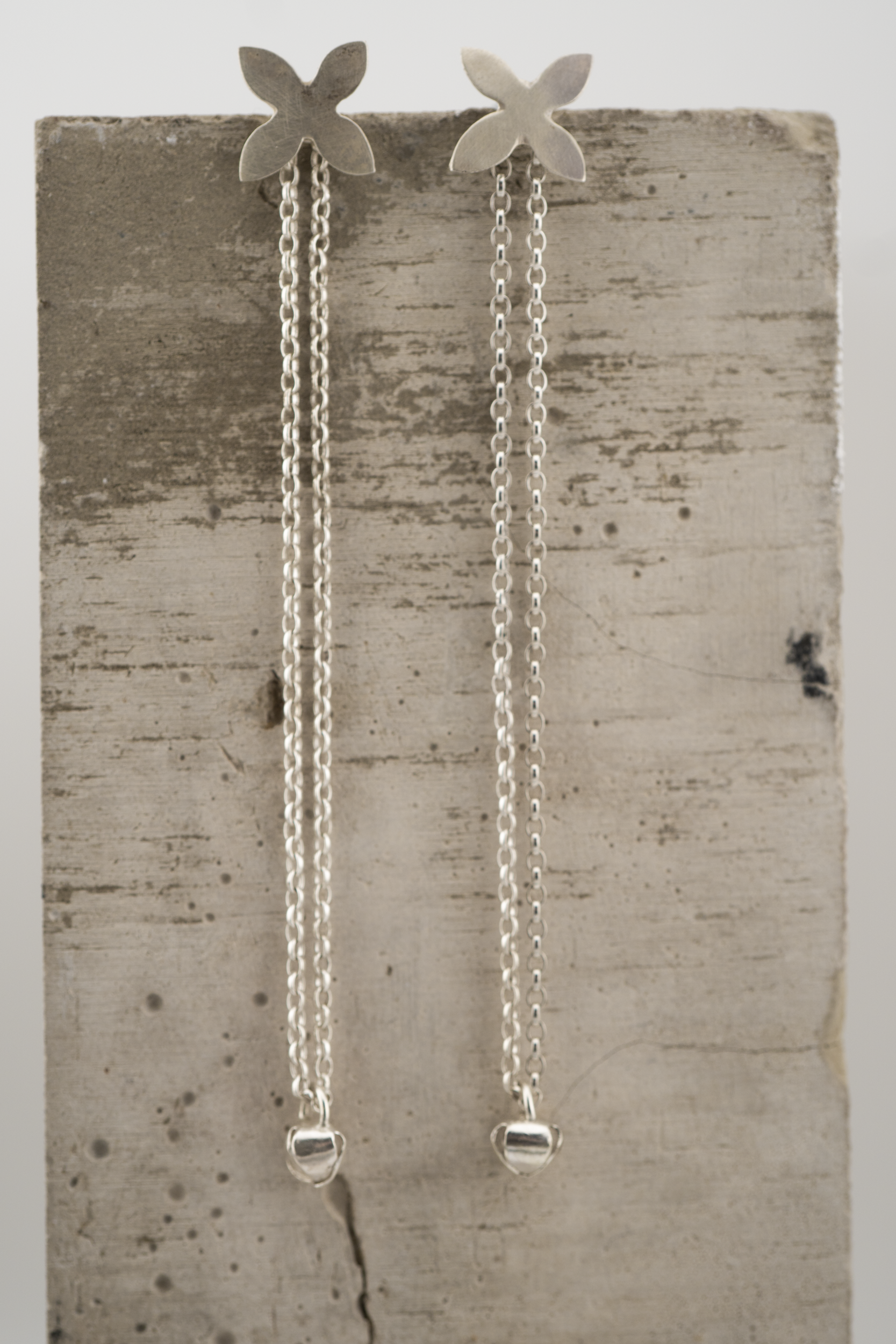 Open Bell Drop Studs Long Chain