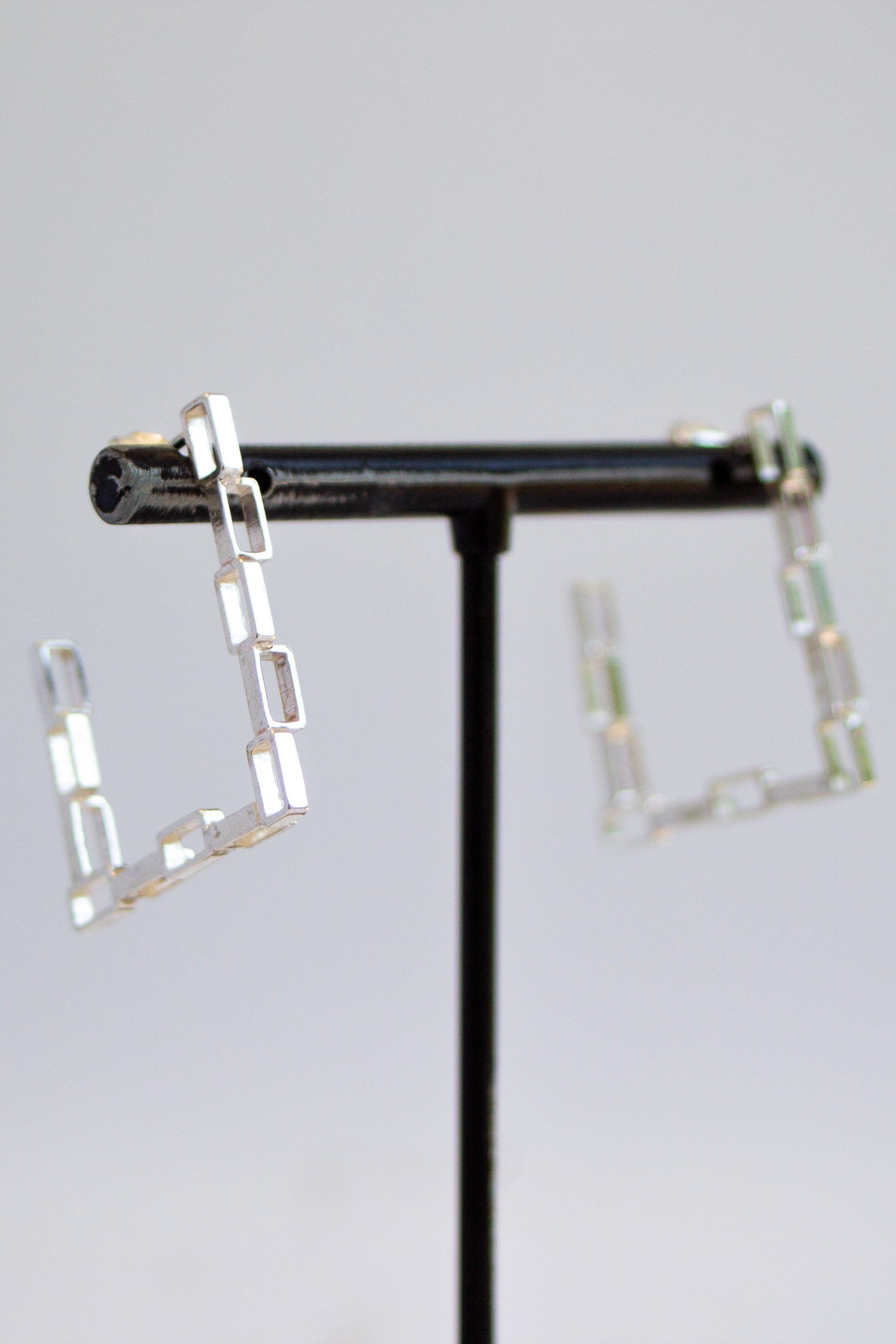 Square Recycled Silver Hoops