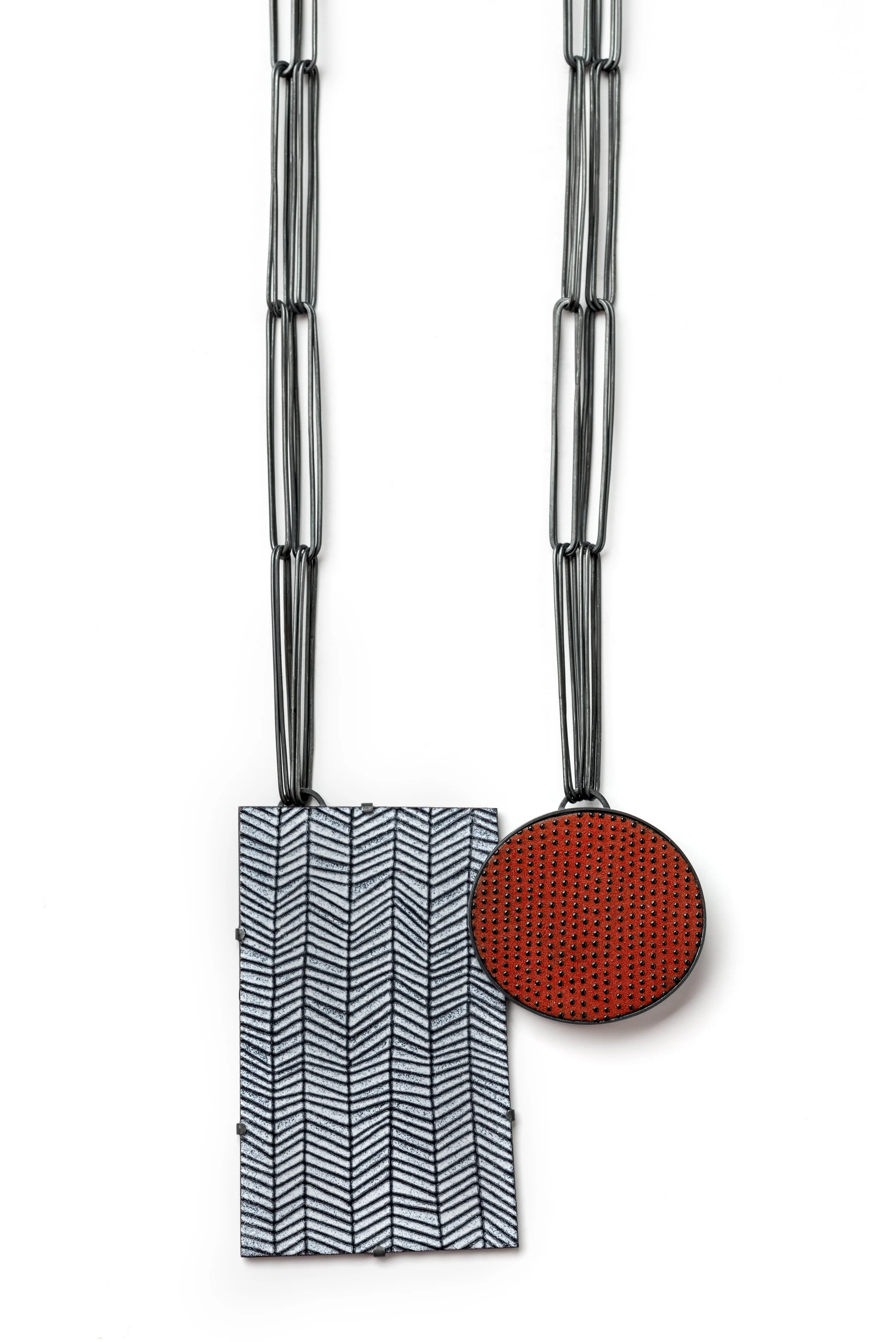 Design Series: An Evening with Jessica Turrell. Picture of vitreous enamel necklace designed and made by Jessica Turrell.