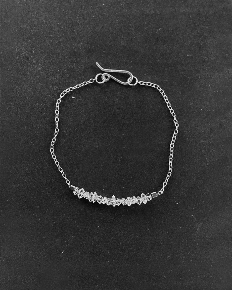 Delicate Herkimer diamond bracelet b&w Lindsay McDonagh.jpg