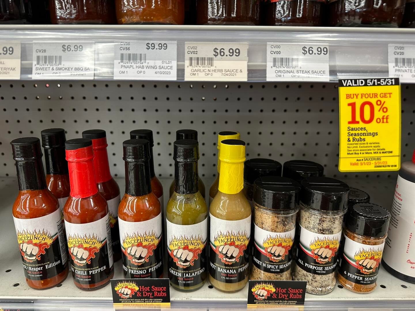 Just restocked Stillwater Ace Hardware in Stillwater MN. They have all the major players in the Facepunch line up, and keeping company with some serious brands too!

Come up and go full BBQ crazy and get restocked on Facepunch too! 

#flavors #madein