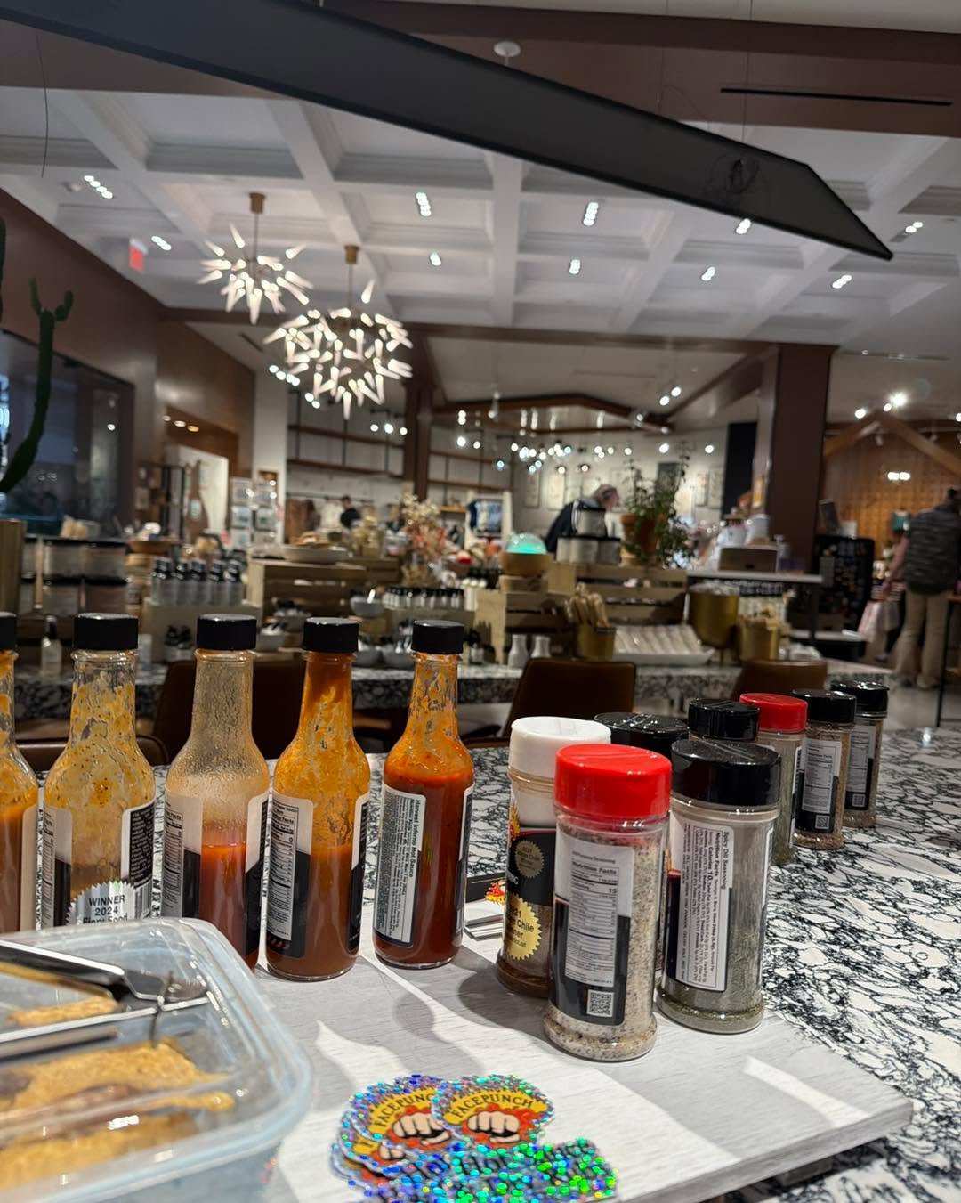 This will be my vantage point for the next four hours at Rose And Loon. roseandloon

Come, try some sauces and seasonings, I&rsquo;m making mini salads And will have chips to try too.