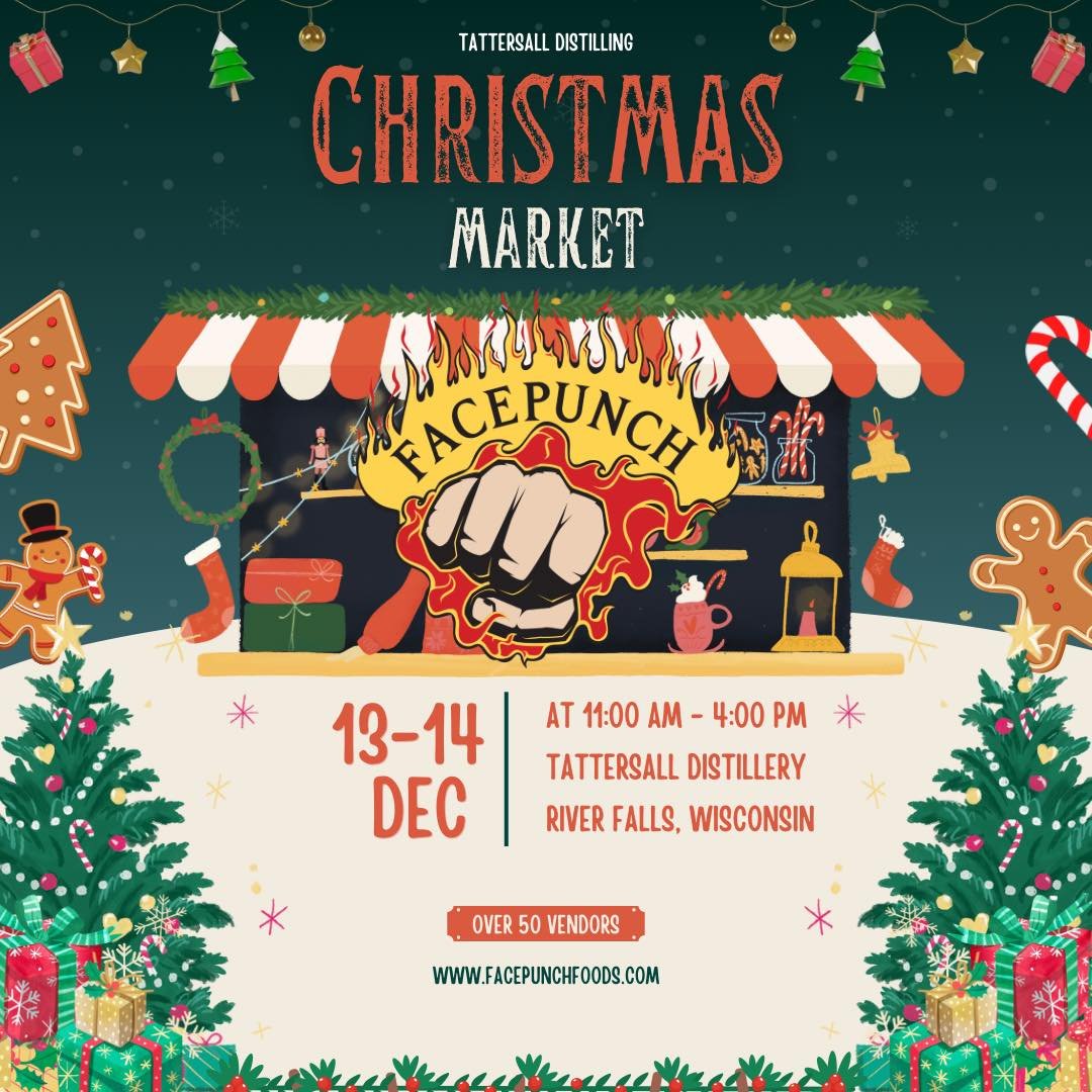 Weekend plans, solved ✨
Come see Facepunch at Tattersall Distilling for a festive holiday market Saturday &amp; Sunday, Dec 13&ndash;14 from 11&ndash;4.
Grab Facepunch for easy gifts, bold stocking stuffers, or a little something for yourself.
Spice,