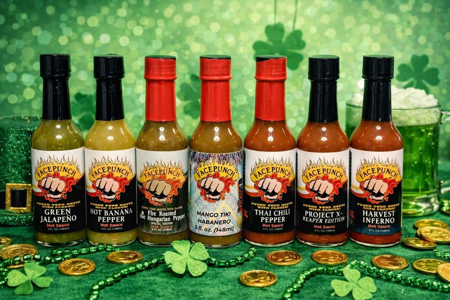 ☘️ Feeling LUCKY&hellip; or feeling SPICY? 🔥

St. Patrick&rsquo;s Day week is officially ON and we&rsquo;re bringing the whole Facepunch lineup of green-worthy heat to the party.

From smooth and tangy to bold and fiery&hellip;
there&rsquo;s a sauce