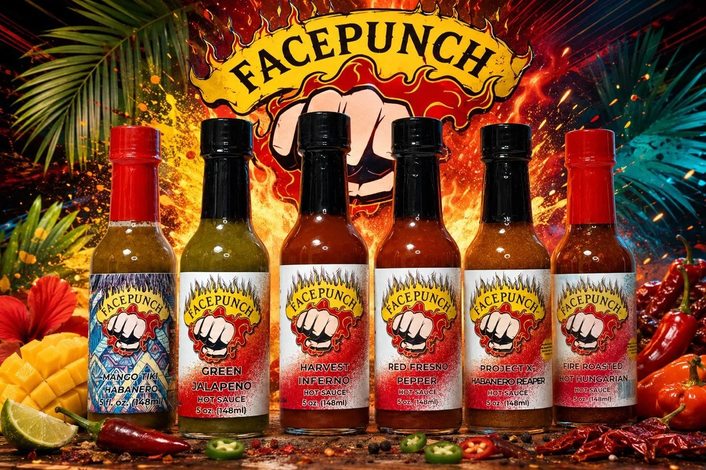 Not all heroes wear capes. Some come in bottles. 🔥👊

From tangy and tropical to smoky and downright dangerous, this lineup is ready to punch boring food right in the mouth.

🥭 Mango Tiki Habanero
🌶 Green Jalape&ntilde;o
🔥 Harvest Inferno
❤️ Red 