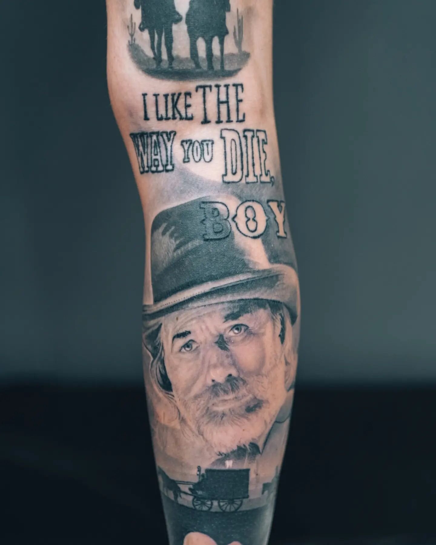 🎥 'I Like The Way You Die Boy' 🖤. This Django inspired piece by @tattooartistlukerudden snagged second place in the Large Black &amp; Grey category at the latest Cornwall Tattoo Convention 🫶🏆. We couldn't be prouder of ALL of our resident artists