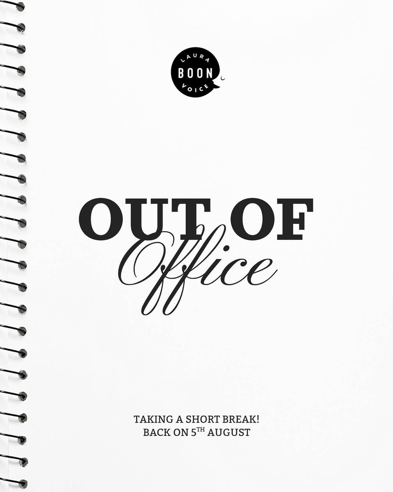 Taking a break - I&rsquo;ll be back at my desk to respond to your emails and enquiries on 5th August. Have a great week all! ⭐️🎵