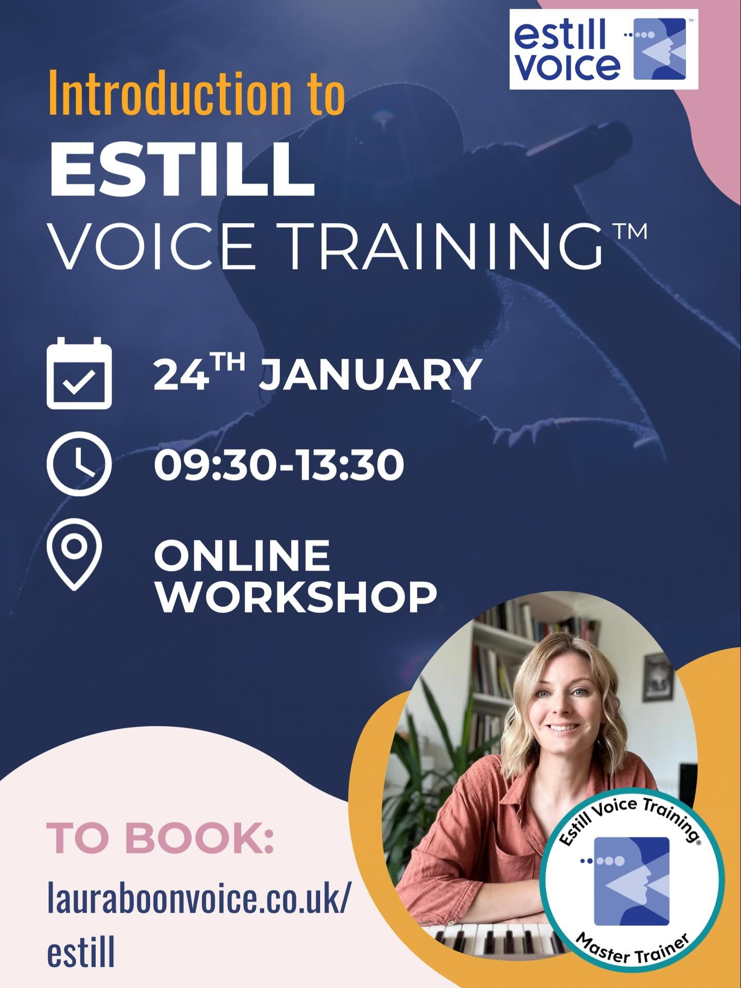 ONLINE WORKSHOPS COMING UP! Save the date!

After having such a great time at the Estill workshop in November, I&rsquo;m excited to run more in the new year! ✨

Next workshop: 📅 SATURDAY 24th JANUARY 2026 ⏰ 09:30 - 13:30 💻 Online: join from home + 