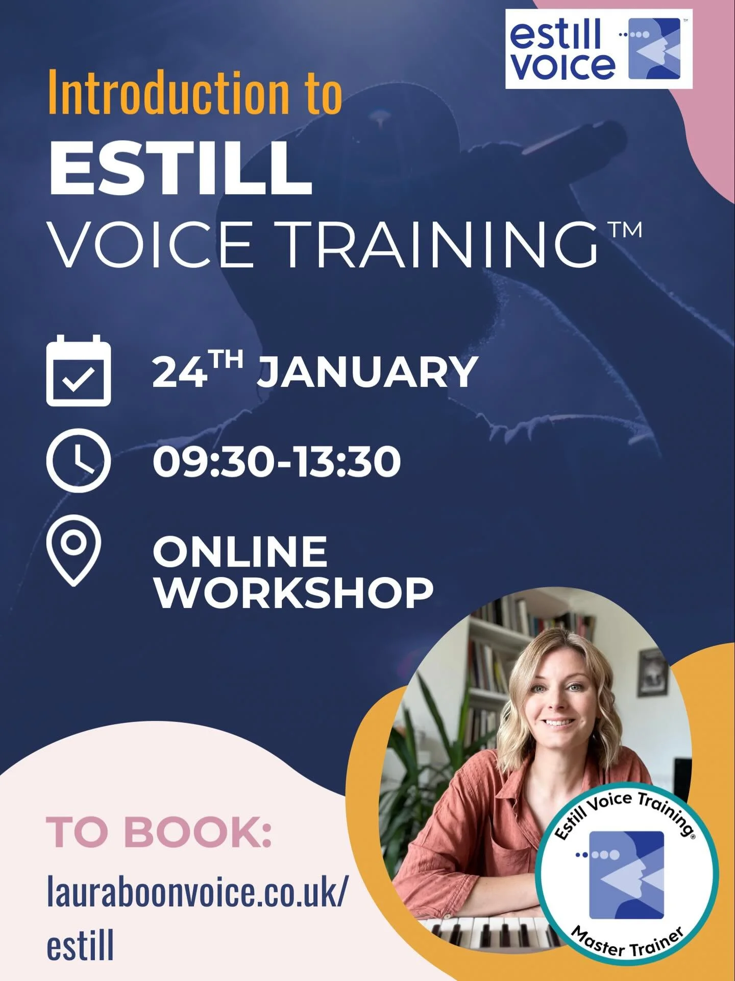 ONLINE WORKSHOPS COMING UP! Save the date!

After having such a great time at the Estill workshop in November, I&rsquo;m excited to run more in the new year! ✨

Next workshop: 📅 SATURDAY 24th JANUARY 2026 ⏰ 09:30 - 13:30 💻 Online: join from home + 