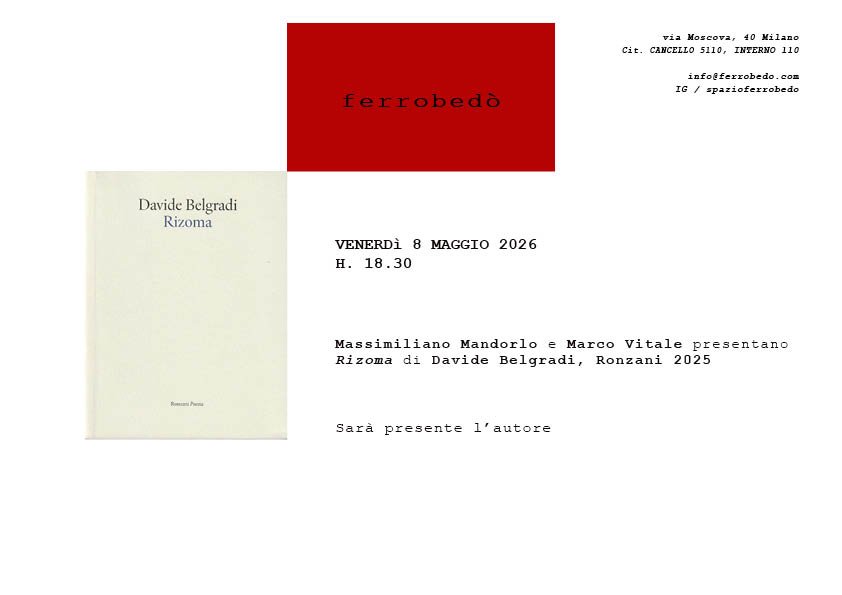 Massimiliano Mandorlo e Marco Vitale presentano Rizoma di Davide Belgradi, Ronzani 2025