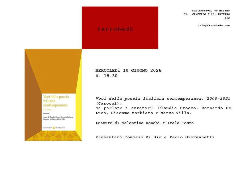 Voci della poesia italiana contemporanea, 2000-2025 (Carocci). Presentano Tommaso Di Dio e Paolo Giovannetti