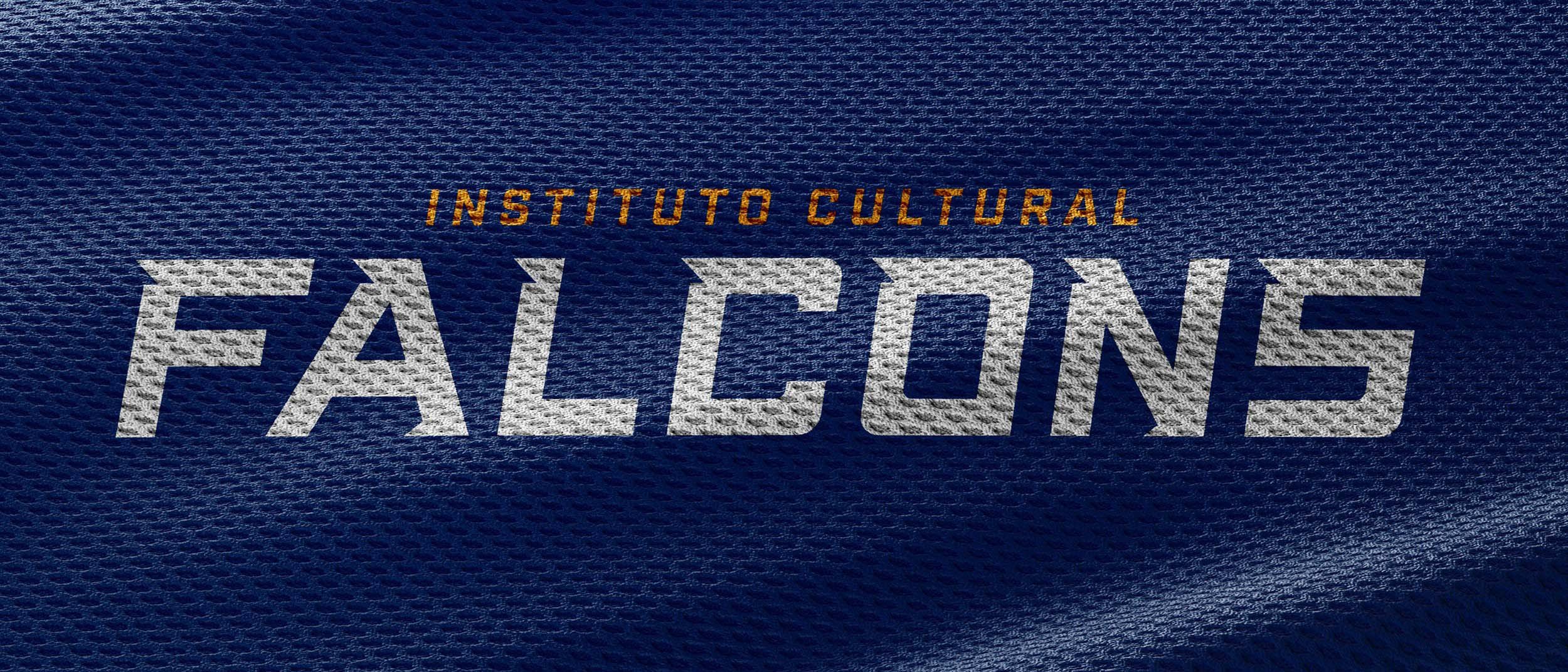 Instituto Cultural Falcons - Custom wordmark mocked up on mesh patch.