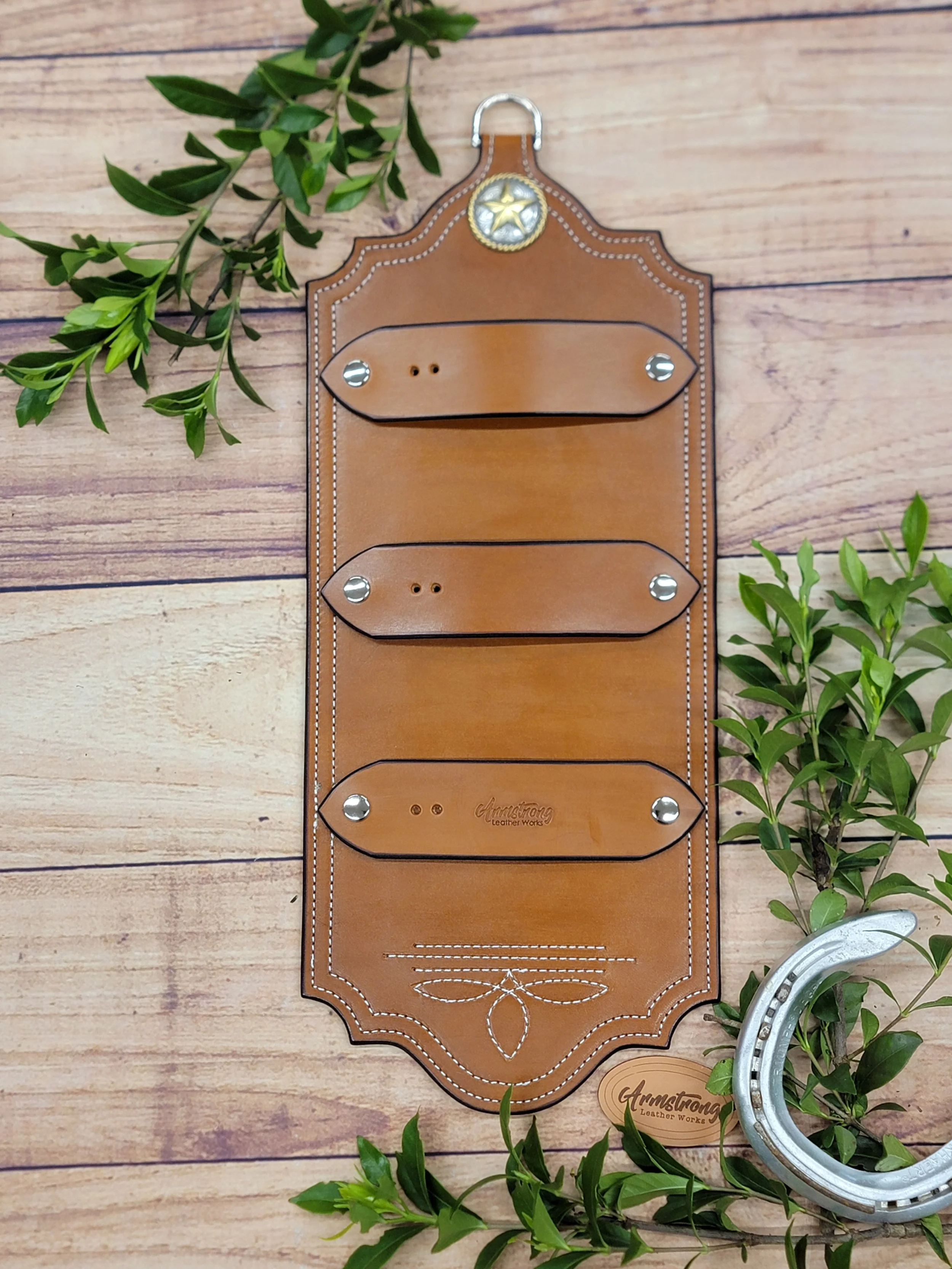Three Buckle Brown: White Stitching
