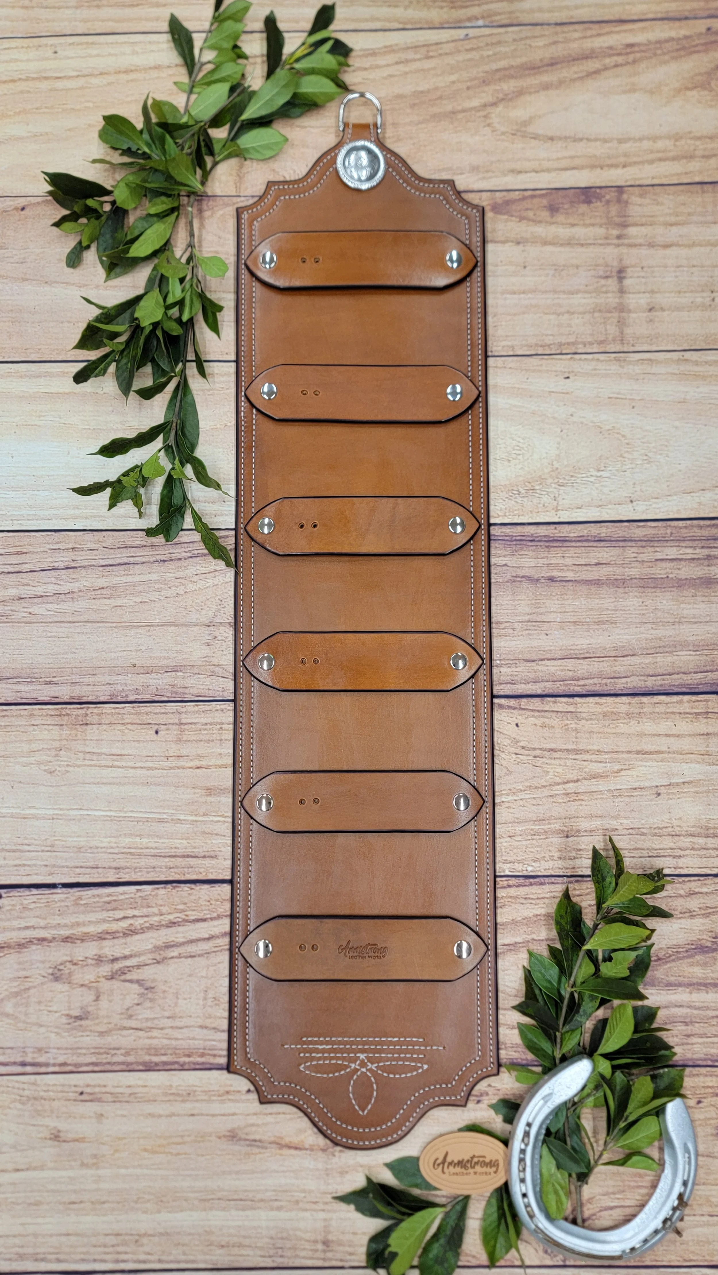 Six Buckle Brown: White Stitching