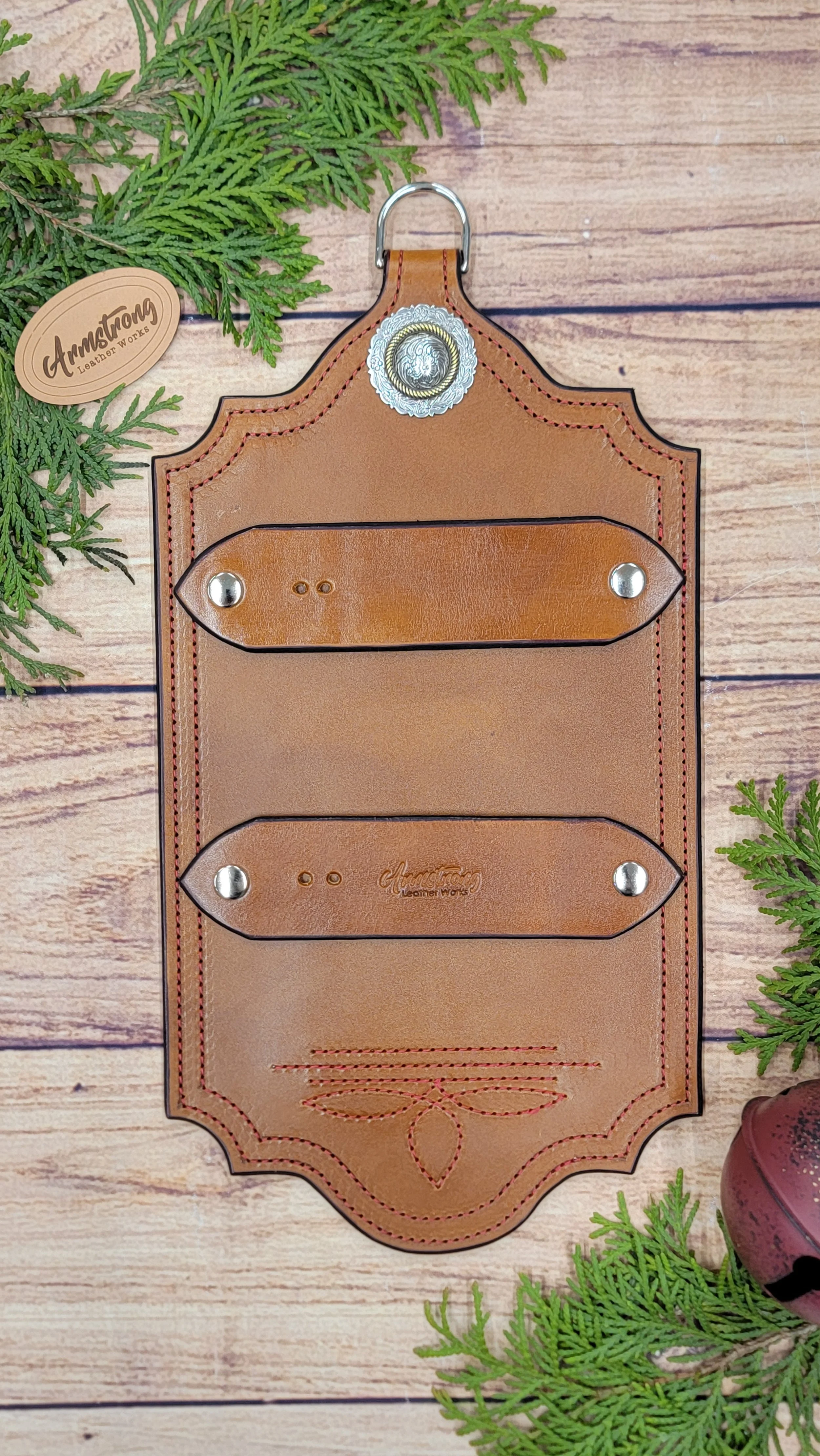 Two Buckle: Red Stitching with Fancy Concho