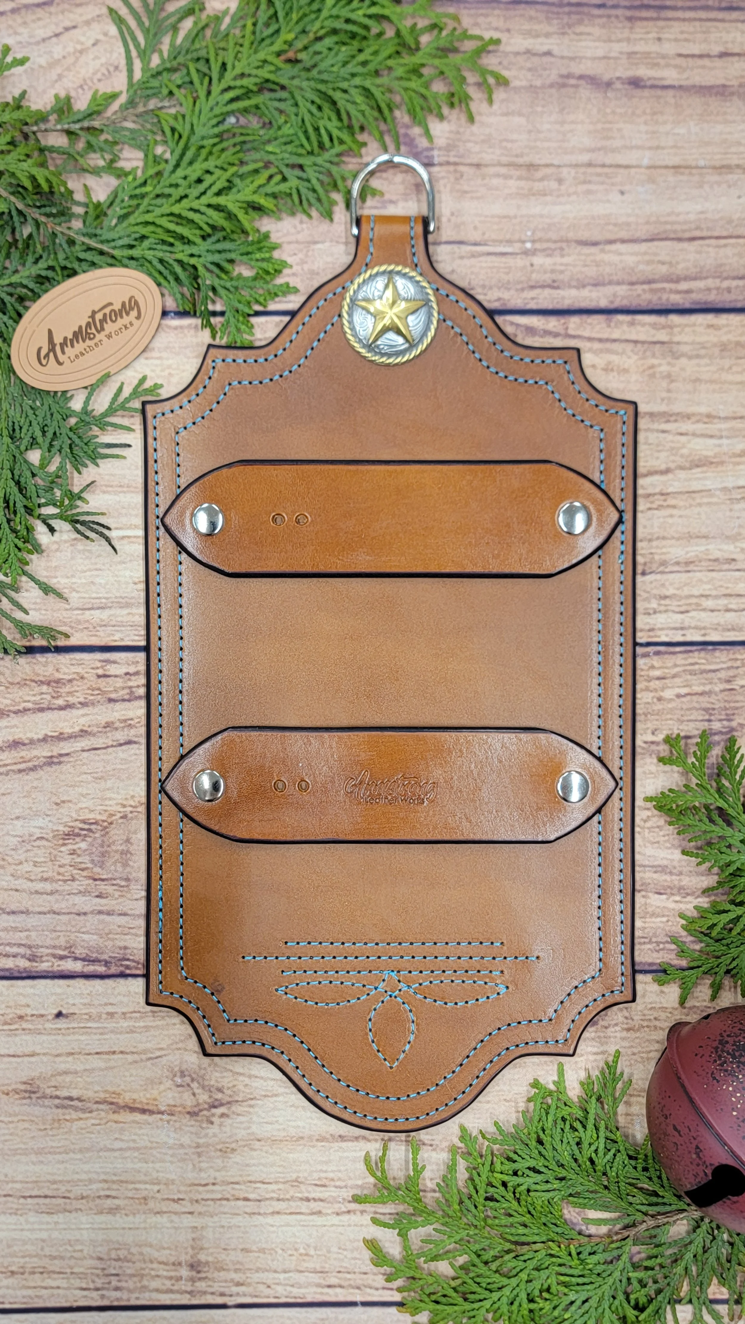 Two Buckle: Turquoise Stitching with Star and Rope Concho