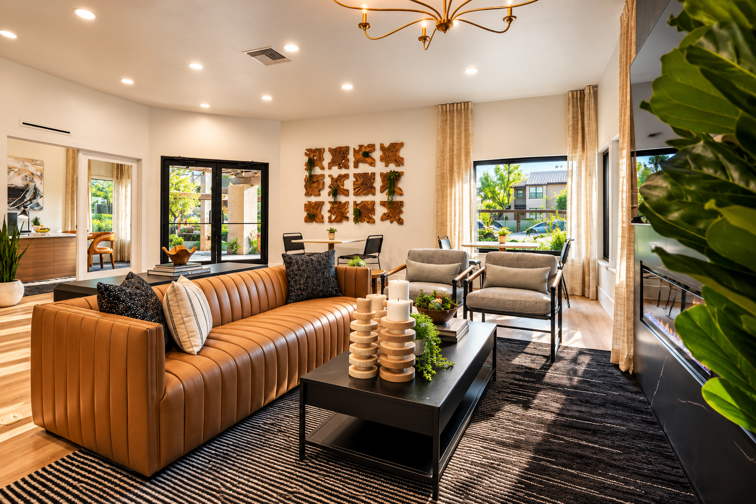 Sunlit Modern Lounge with Leather Sofa.png