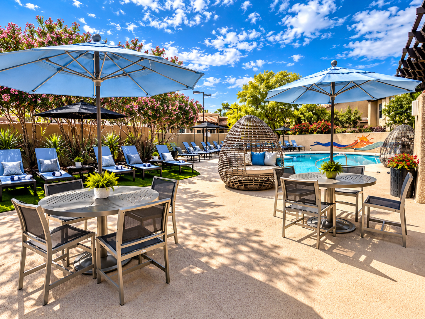 Sunlit Luxury Resort Pool Courtyard.png