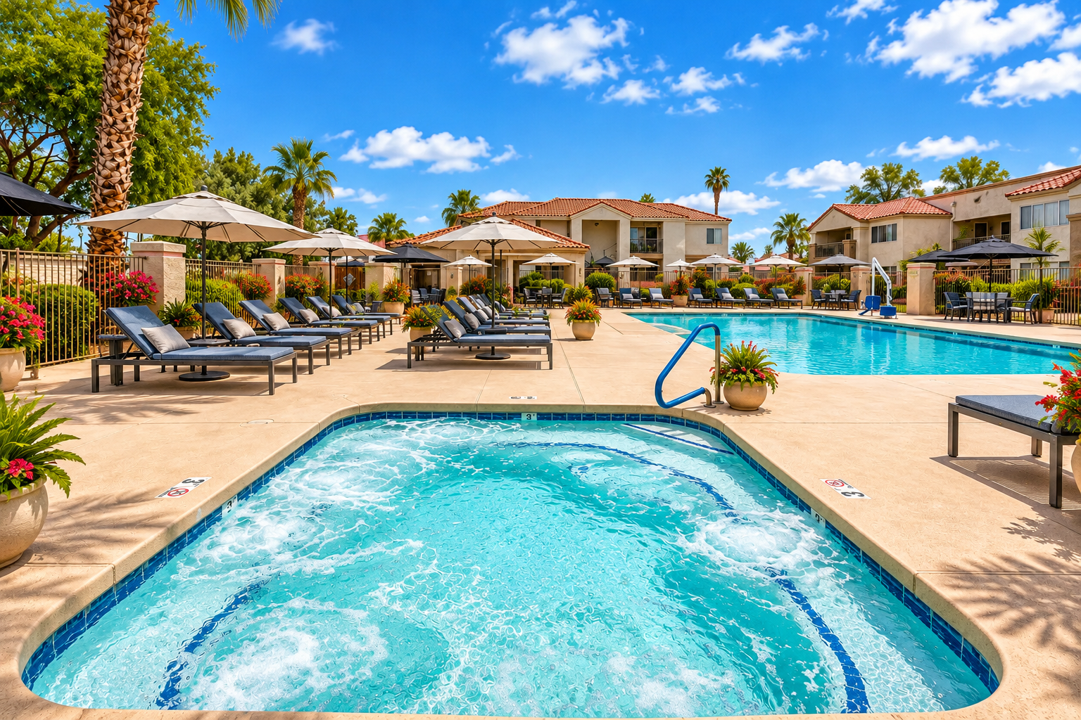 Sunny Mediterranean Resort Pool Courtyard.png