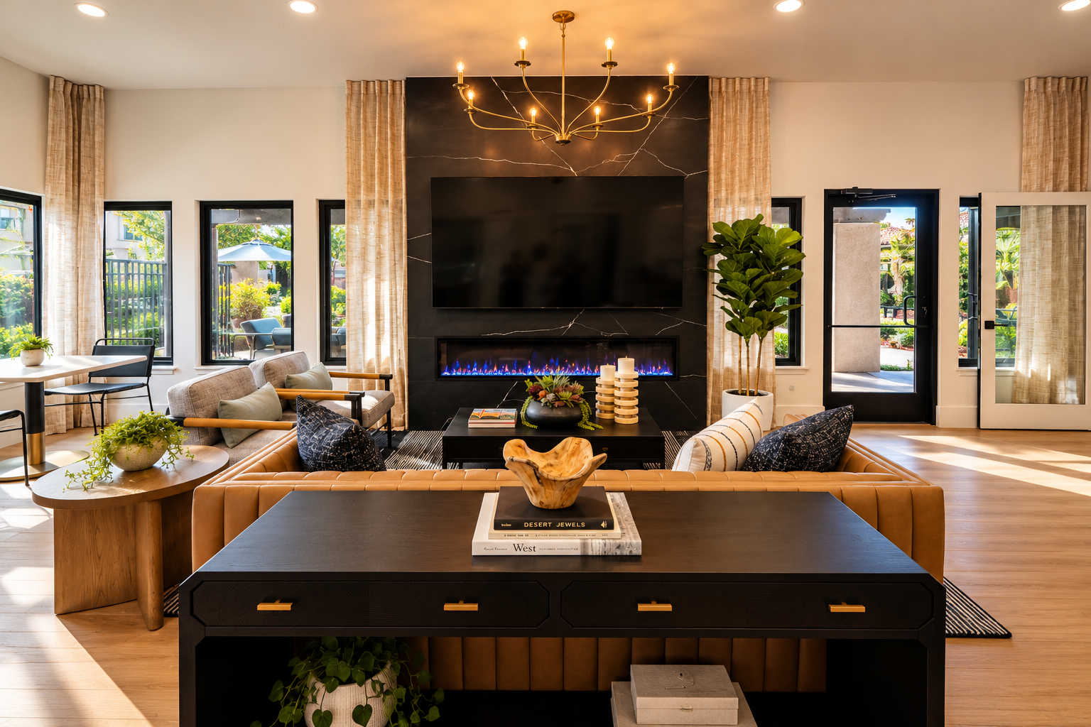 Luxury Living Room with Marble Fireplace Wall.png