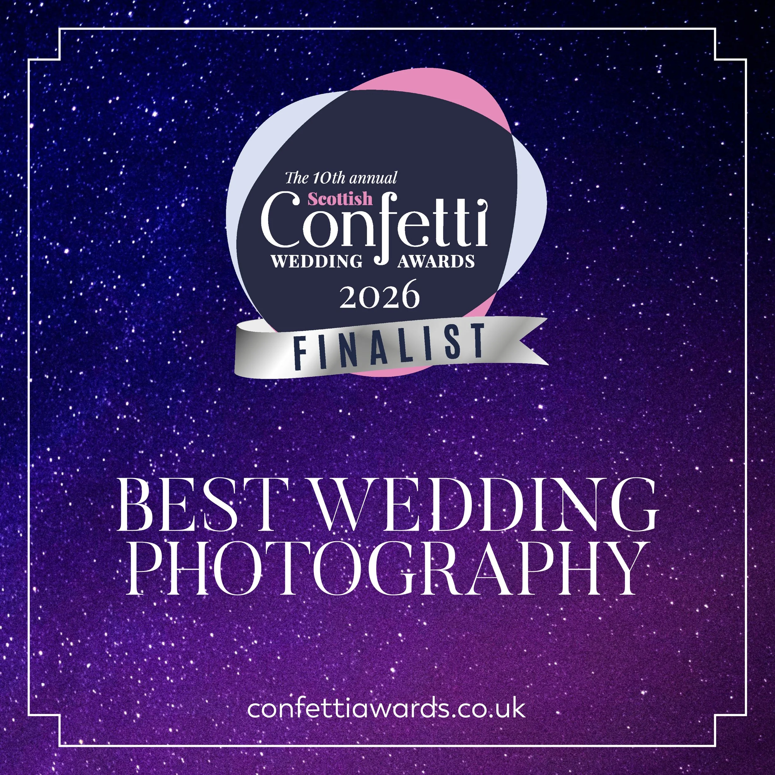 Thomas McCabe Photography, Finalist for Best Wedding Photography at the 10th annual Scottish Confetti Wedding Awards 2026.