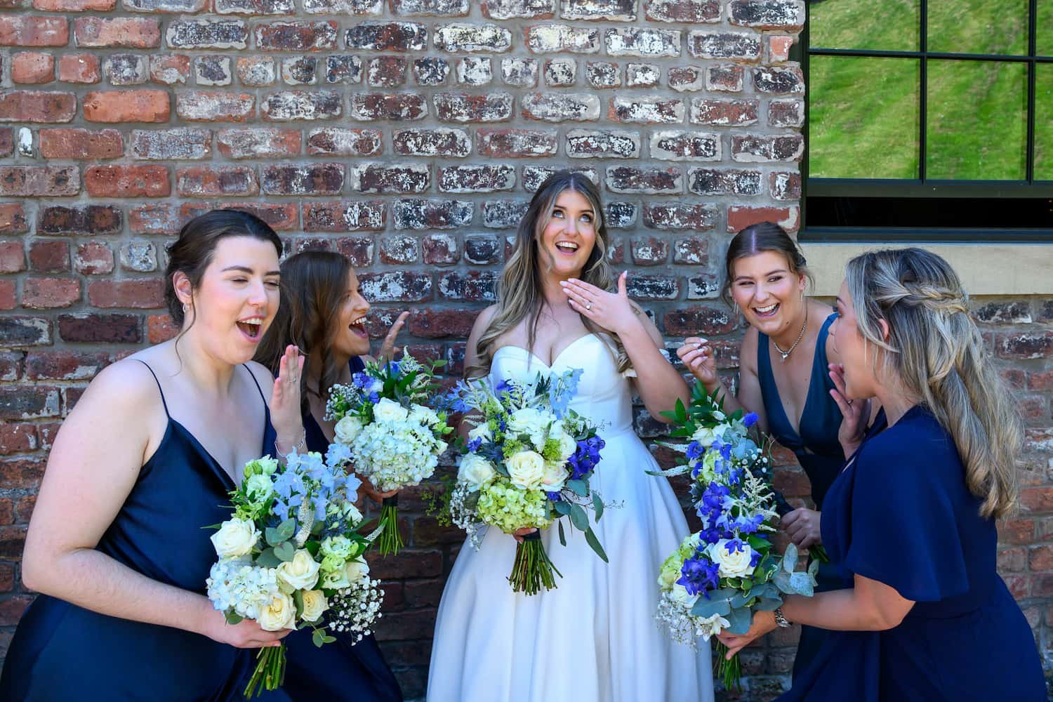 Natural and joyful bridesmaids moments during a wedding at The Engine Works in Glasgow, captured in a relaxed documentary style.