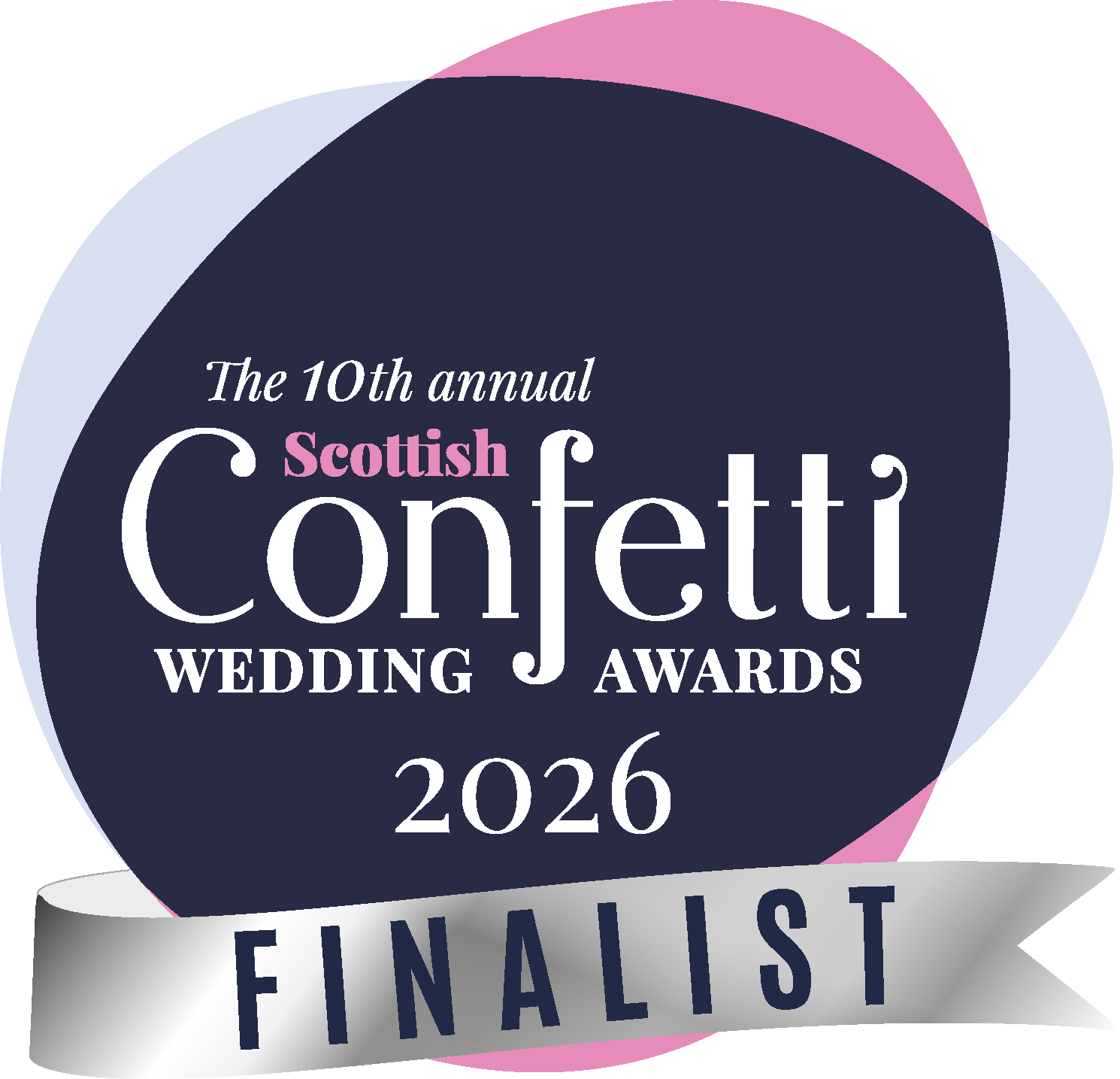 Official finalist logo for the 10th Annual Scottish Confetti Wedding Awards 2026, representing excellence in Ayrshire wedding photography