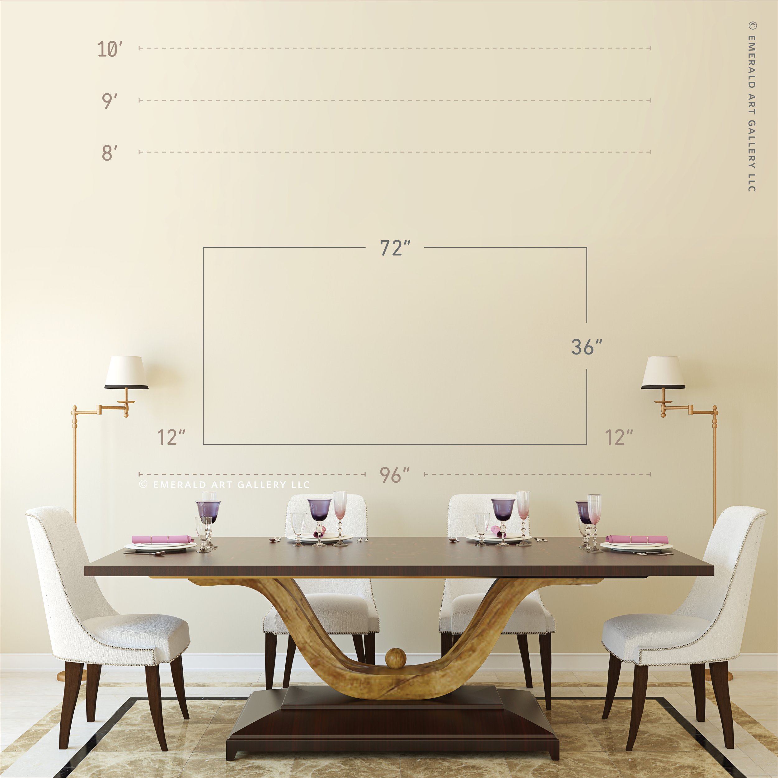 72" Wide x 36" Tall